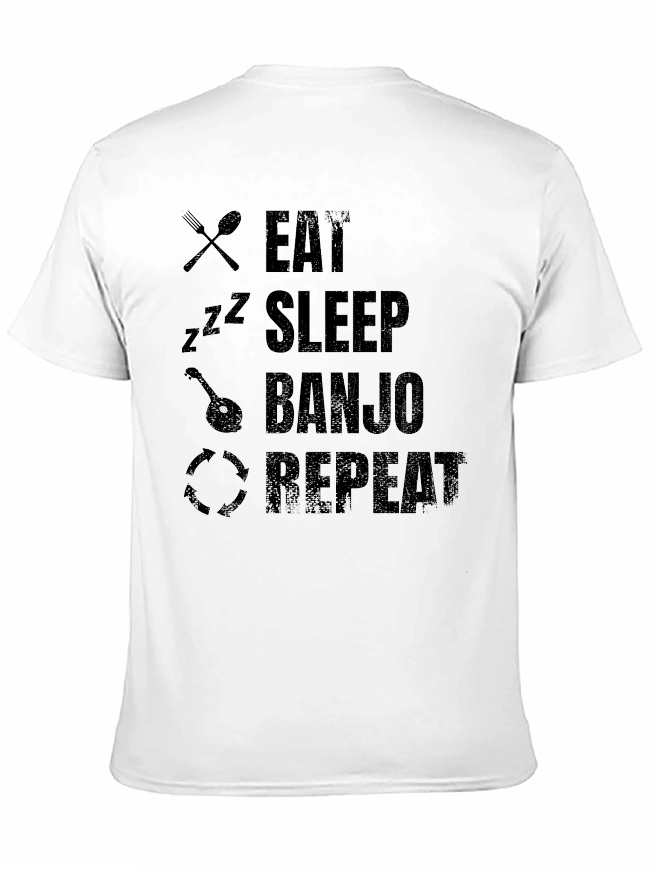 Eat Sleep Banjo Repeat Black Graphic T-Shirt