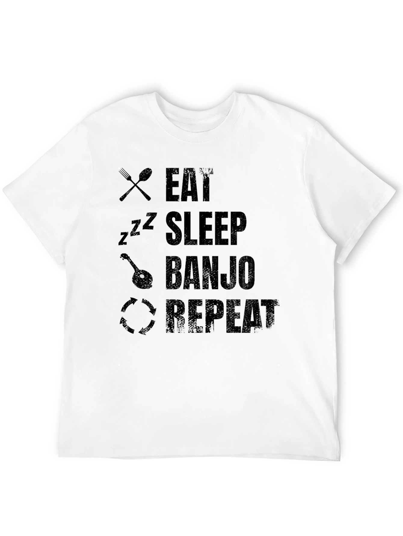 Eat Sleep Banjo Repeat Black Graphic T-Shirt