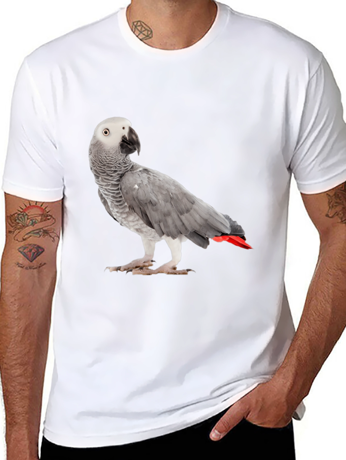 African Grey Parrot T-Shirt | Unisex Black Tee