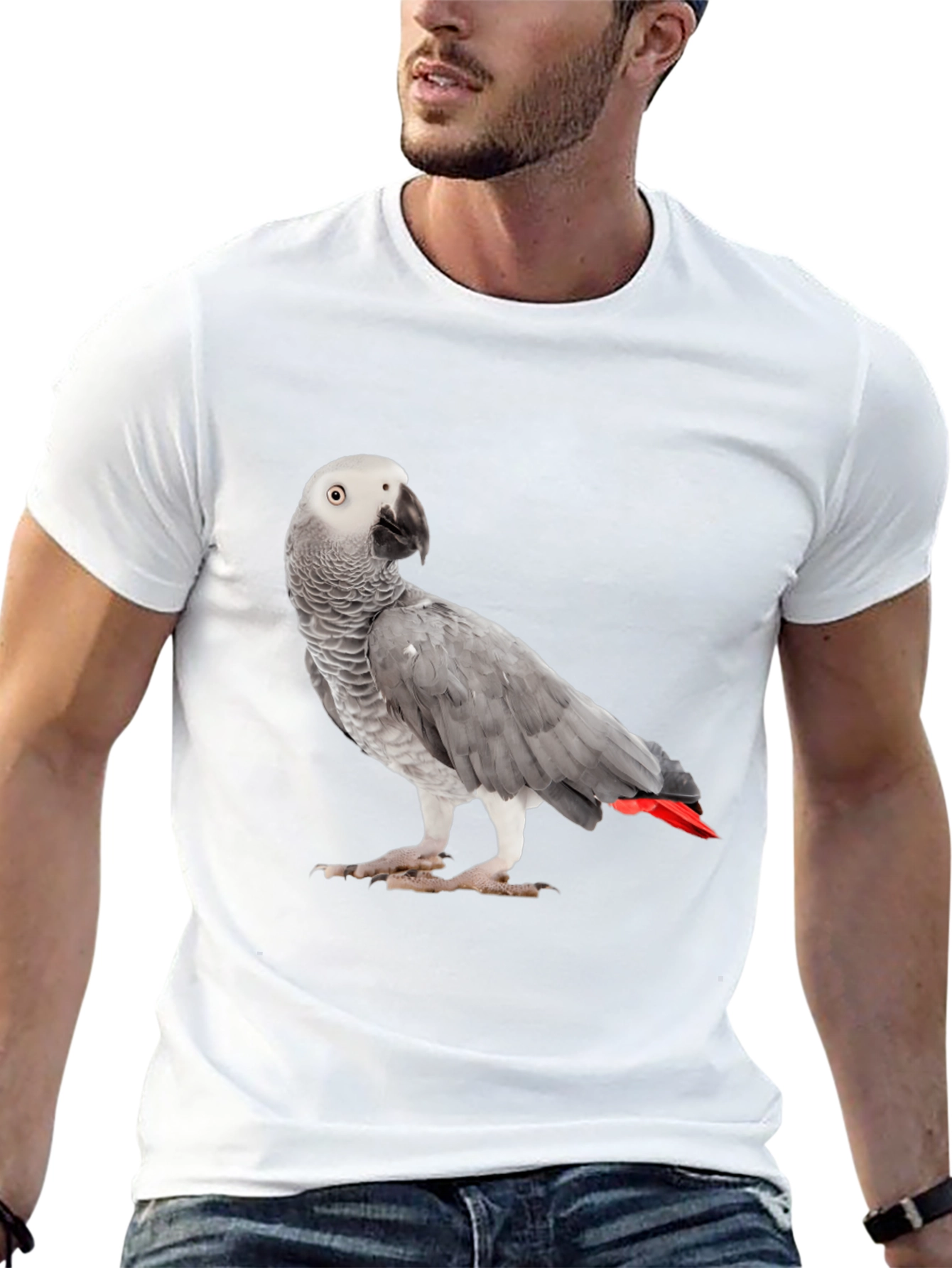 African Grey Parrot T-Shirt | Unisex Black Tee