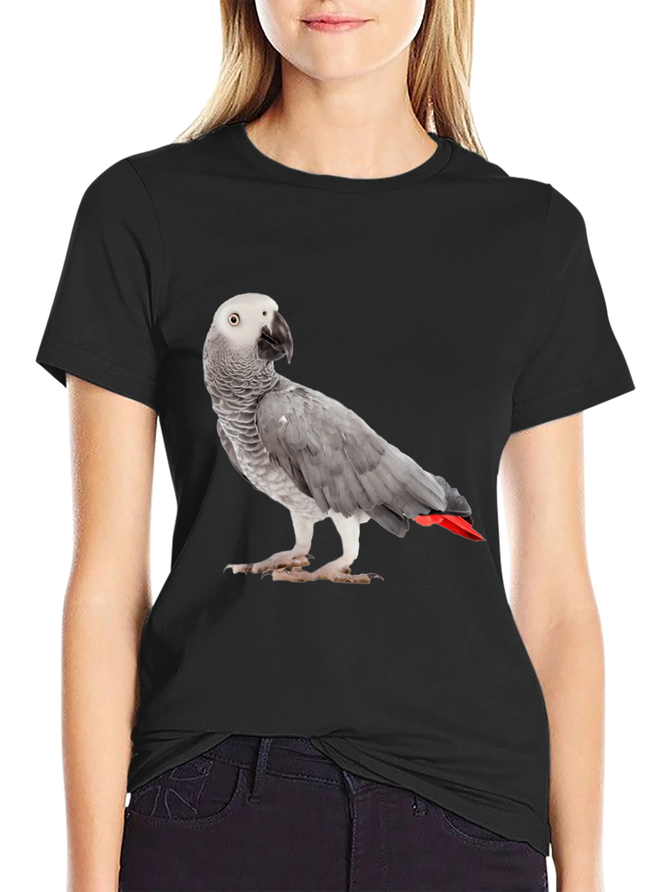 African Grey Parrot T-Shirt | Unisex Black Tee