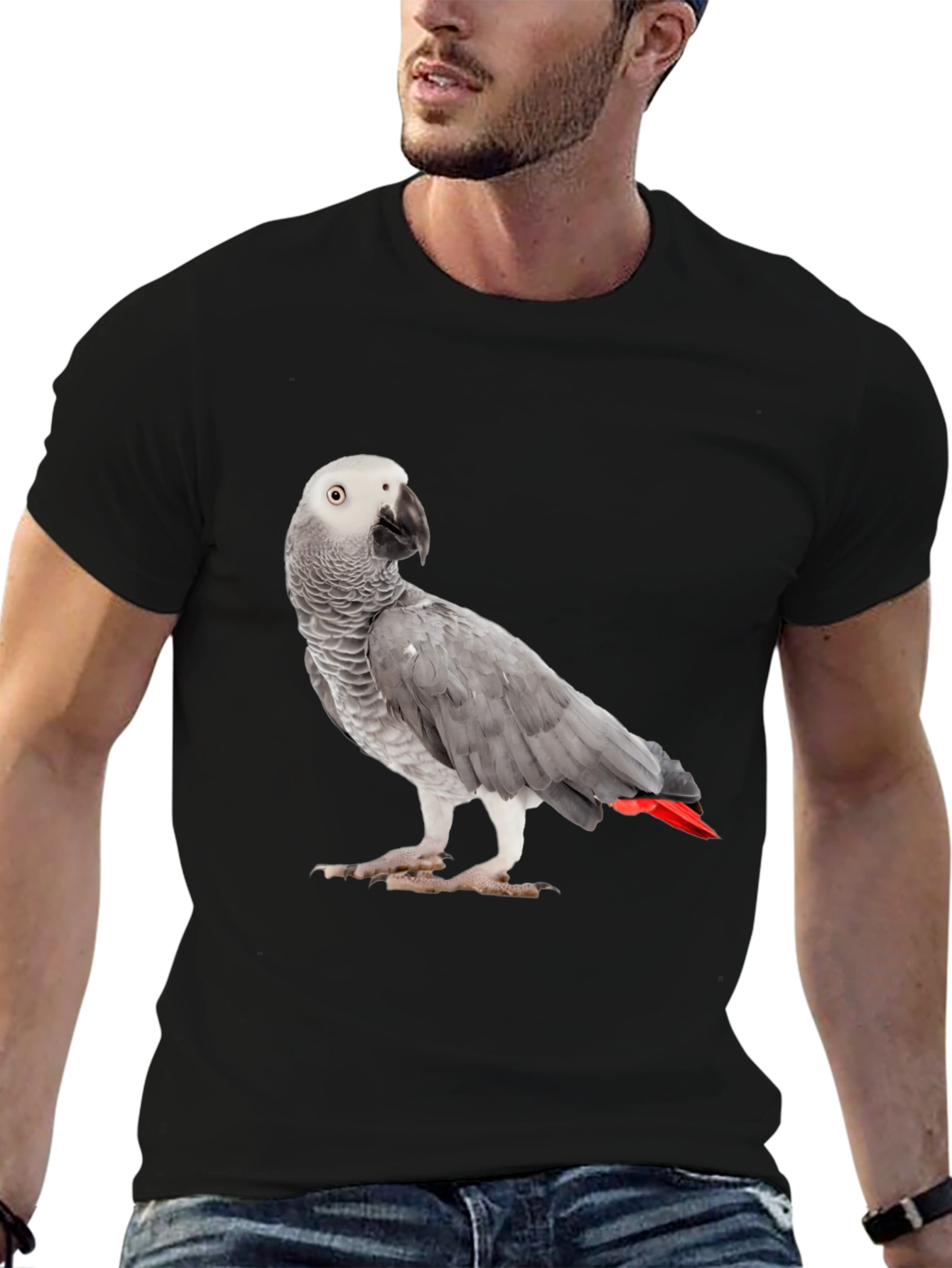 African Grey Parrot T-Shirt | Unisex Black Tee