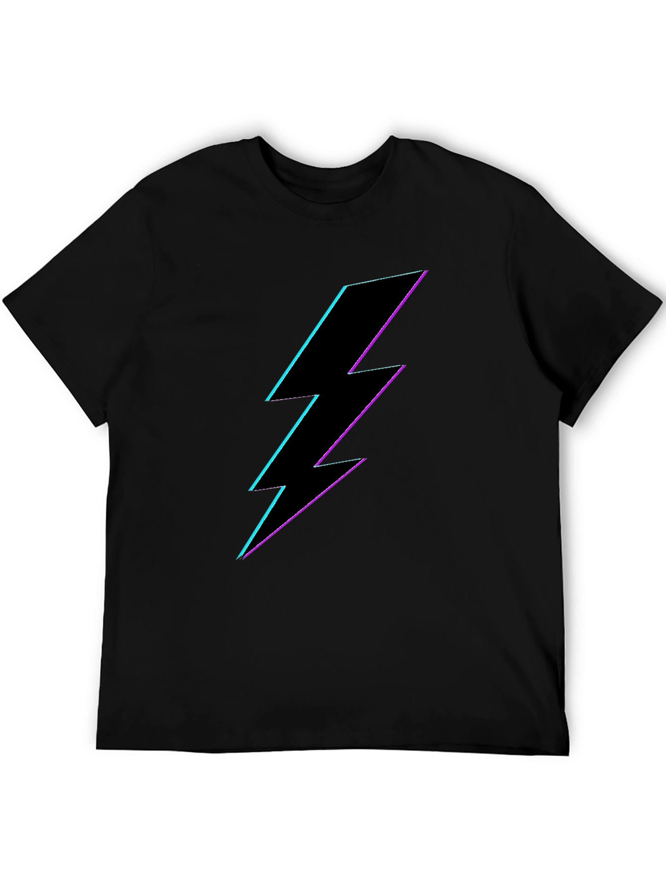 Neon Lightning Bolt Graphic Tee - Black