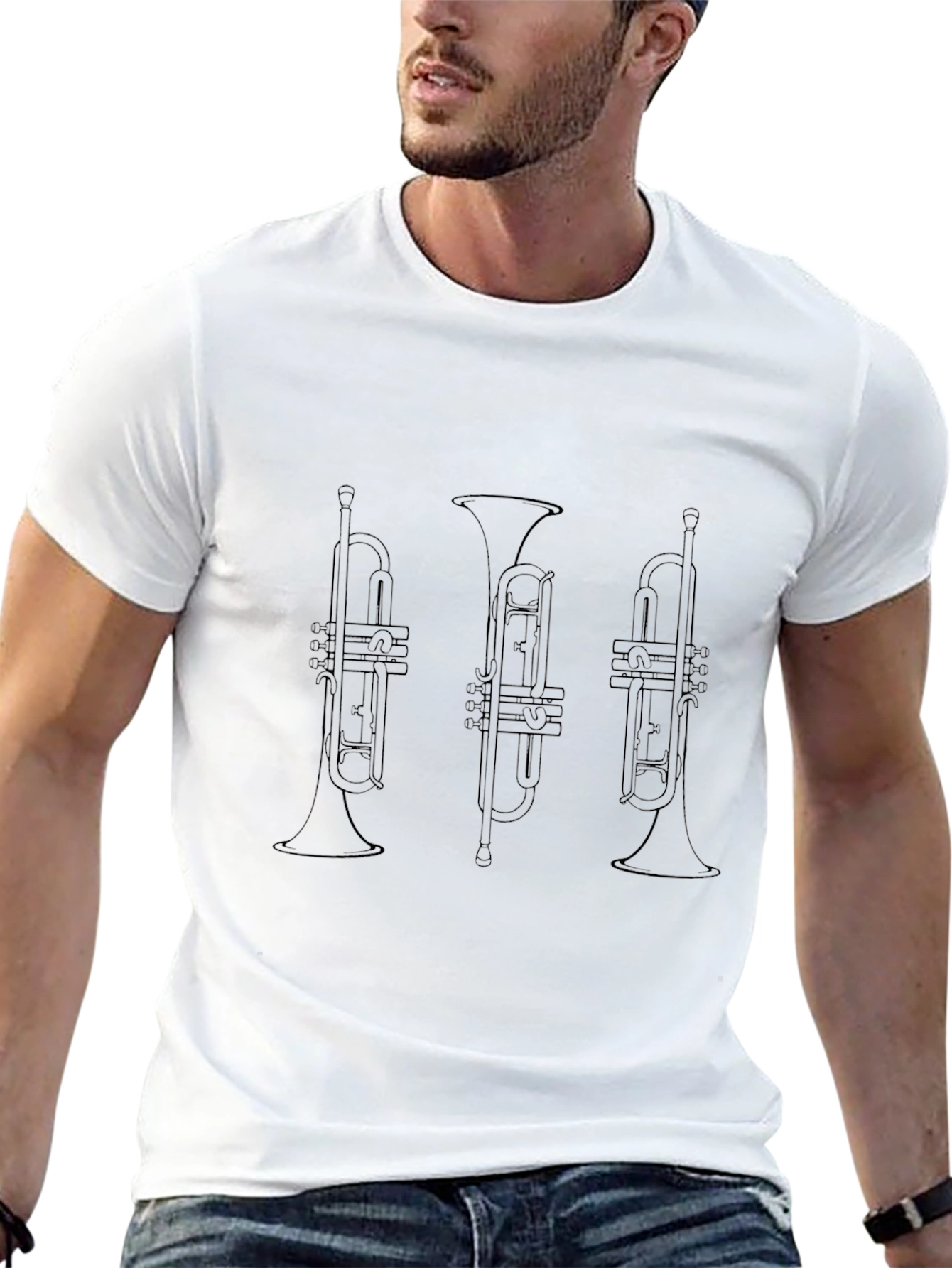 Trumpet Graphic Black T-Shirt - Music Lover Tee