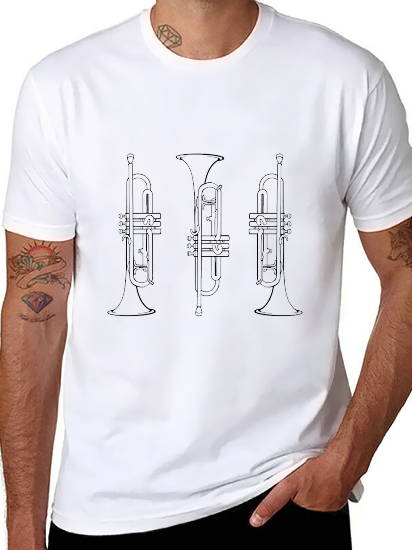 Trumpet Graphic Black T-Shirt - Music Lover Tee