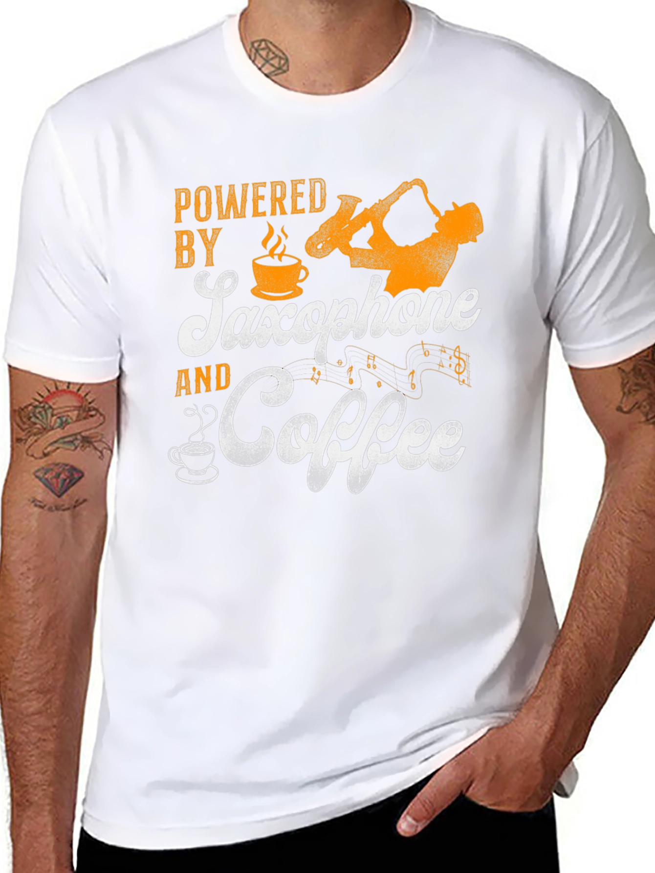 Saxophone & Coffee T-Shirt - Musician Tee