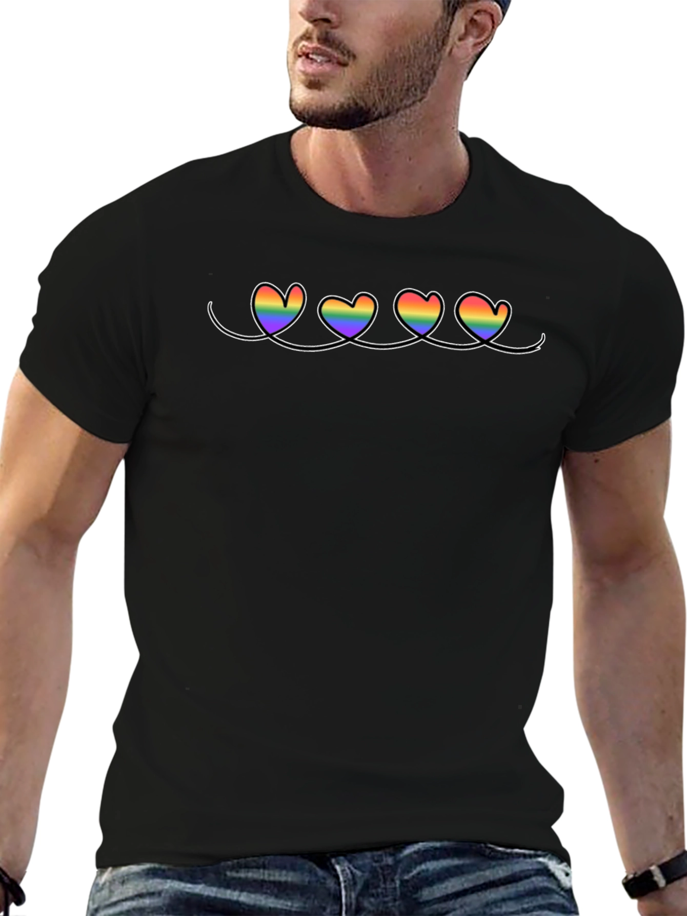 LGBT Pride Hearts Black T-Shirt