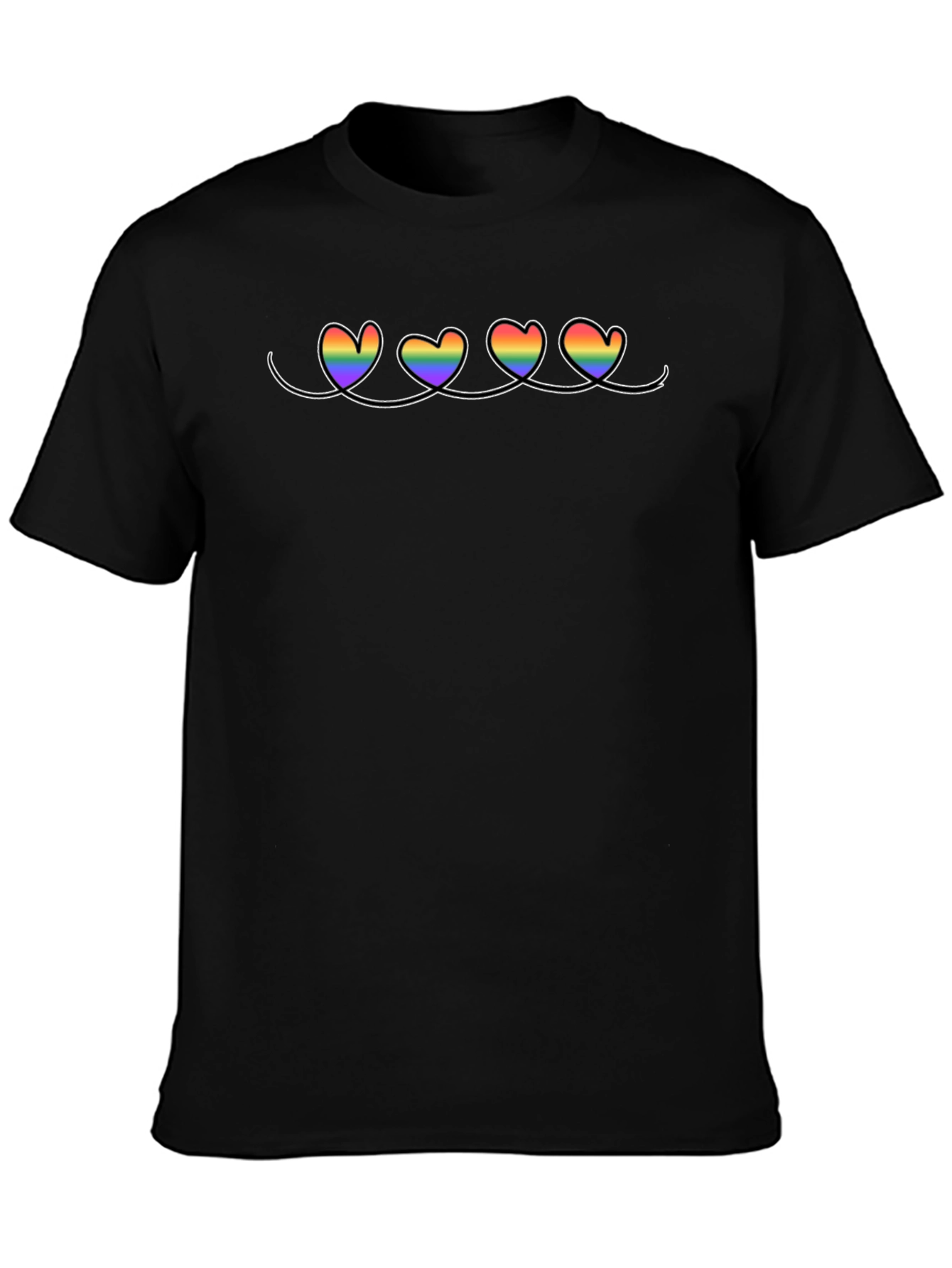 LGBT Pride Hearts Black T-Shirt