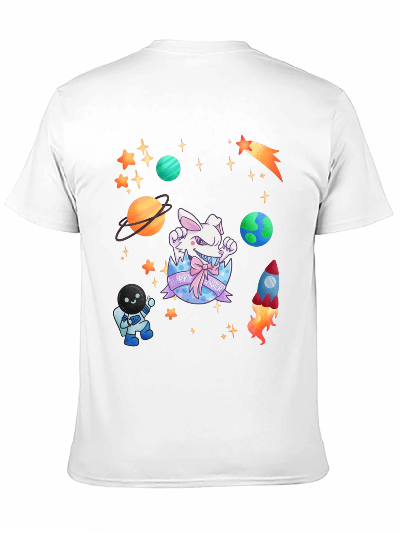 Space Easter Black T-Shirt