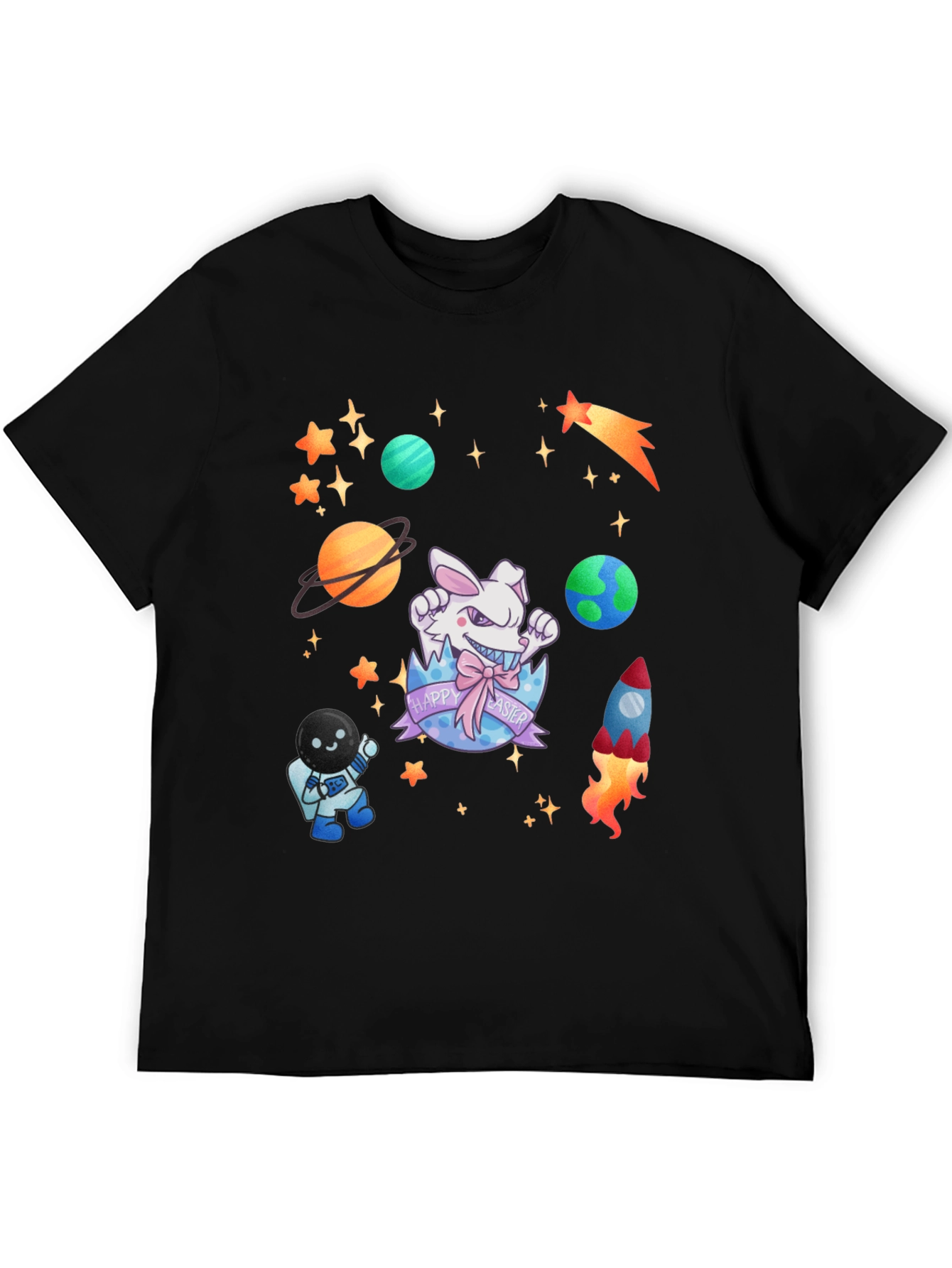 Space Easter Black T-Shirt
