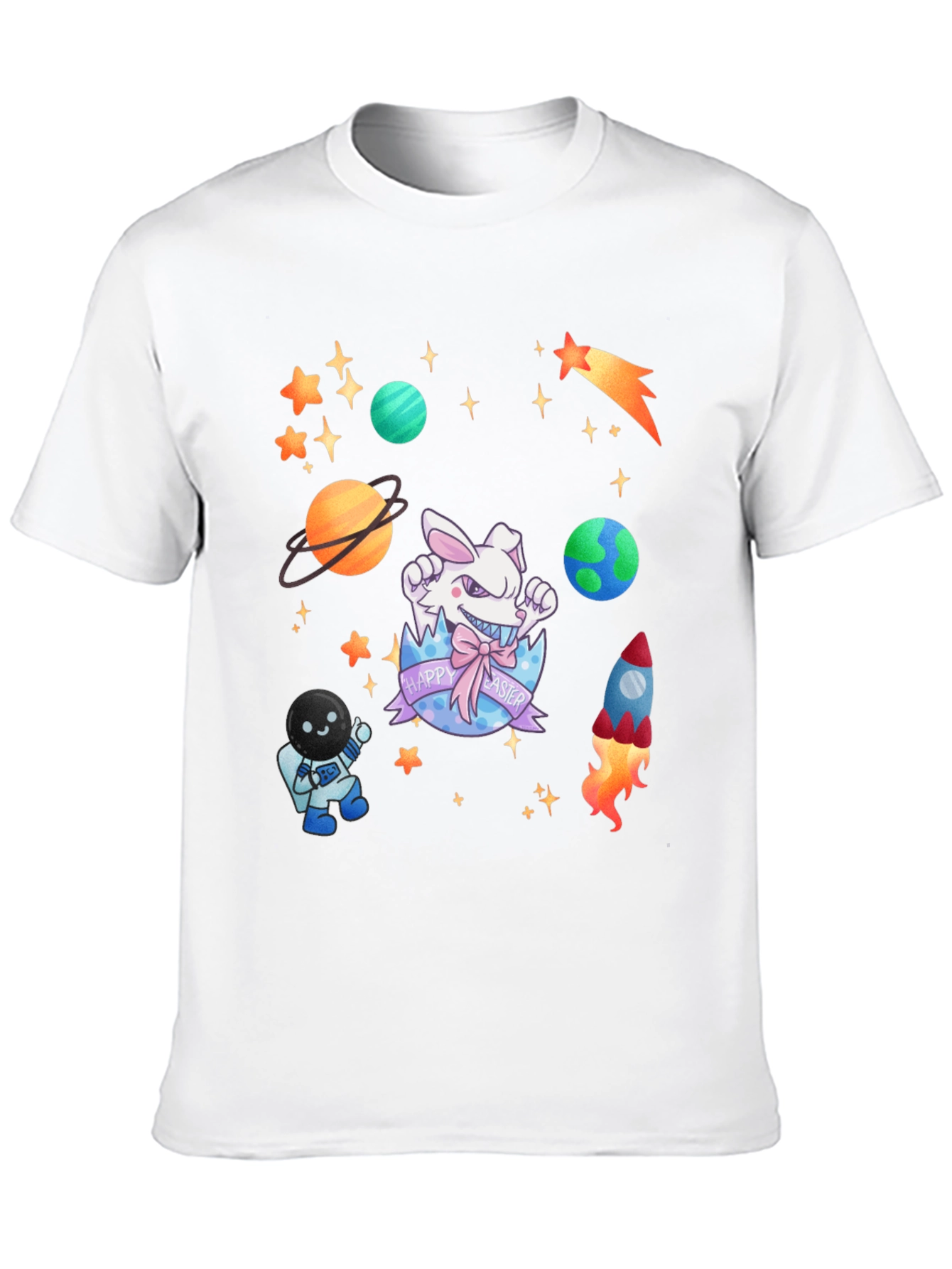 Space Easter Black T-Shirt