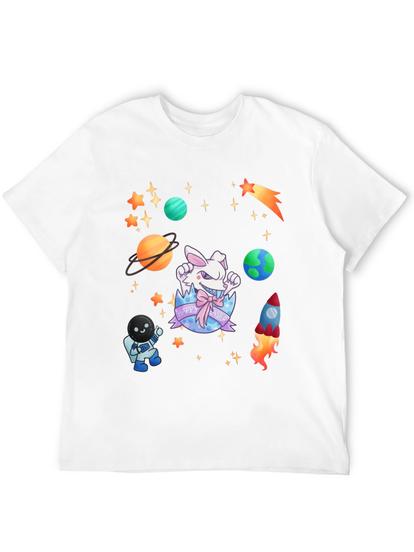 Space Easter Black T-Shirt