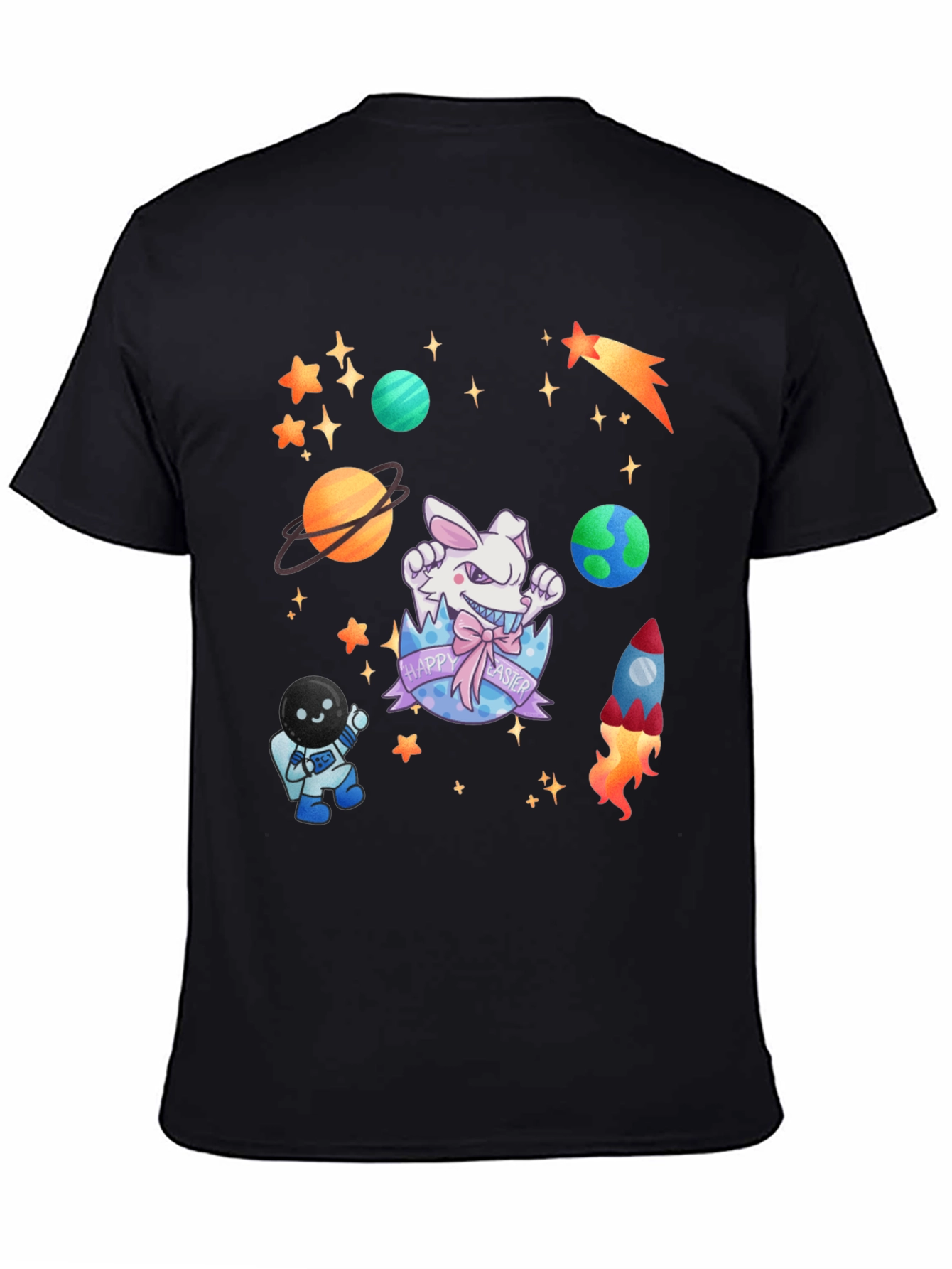 Space Easter Black T-Shirt