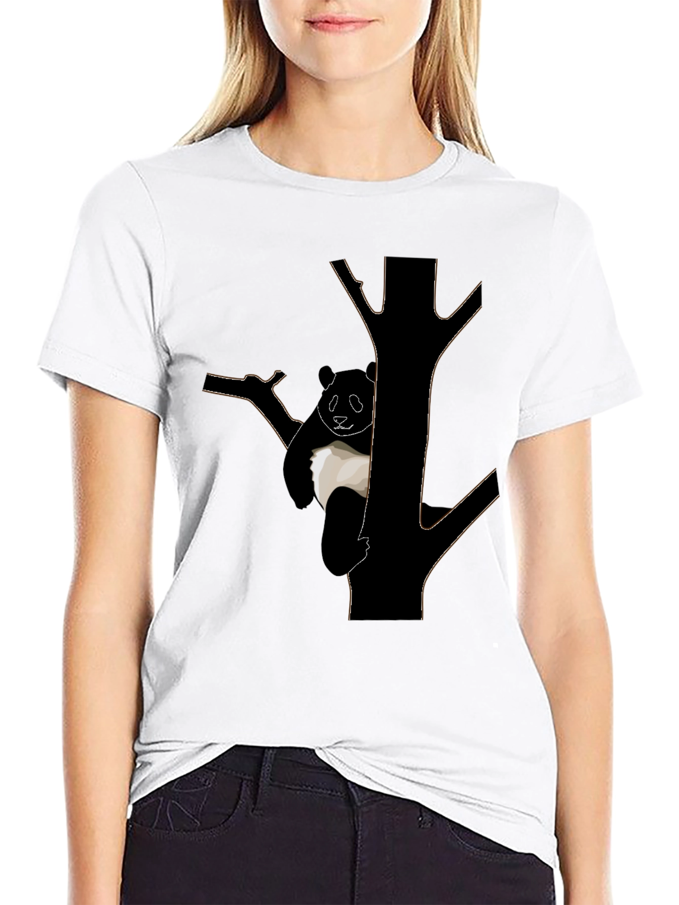 Panda Tree Graphic T-Shirt - Black Cotton Tee