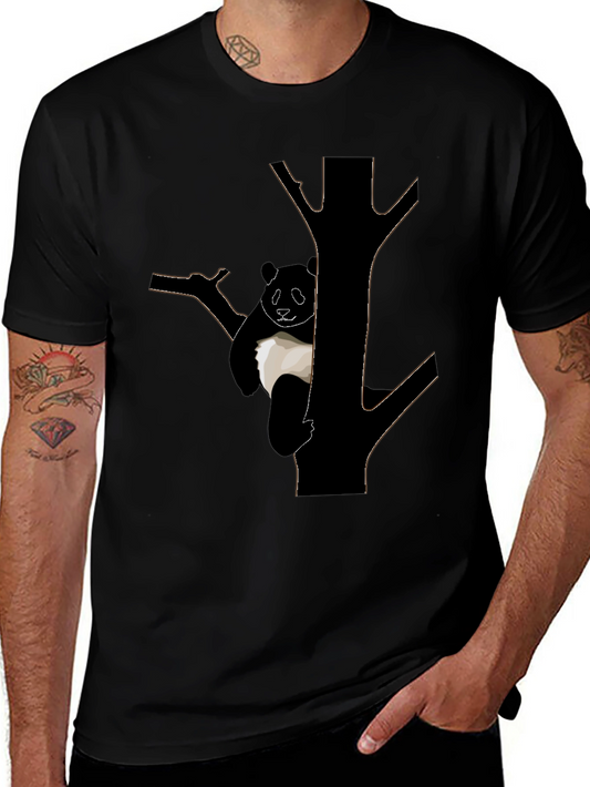 Panda Tree Graphic T-Shirt - Black Cotton Tee