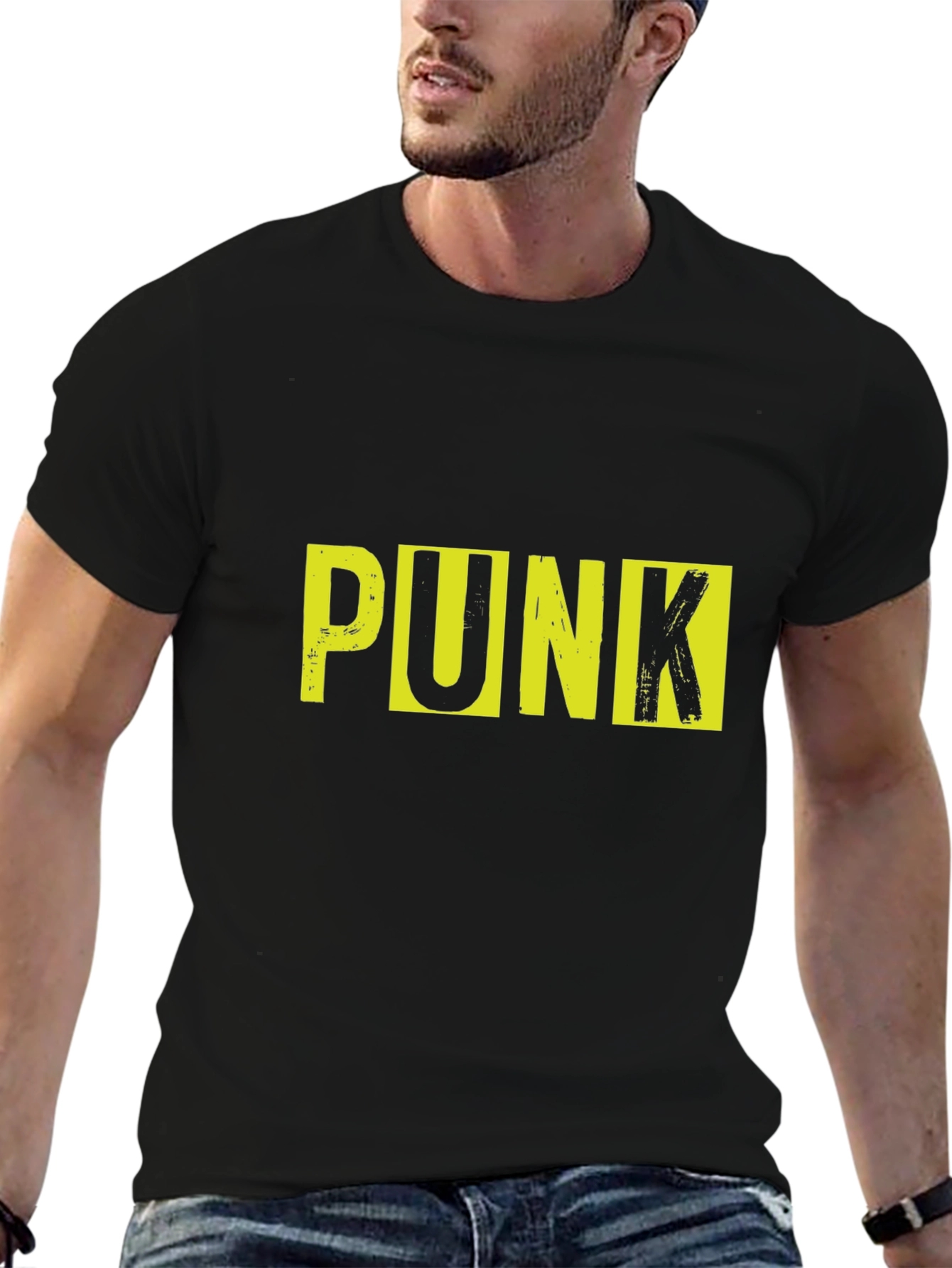 Punk Graphic Tee - Black Cotton T-Shirt