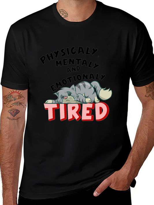 Emotionally Tired Cat Graphic Tee