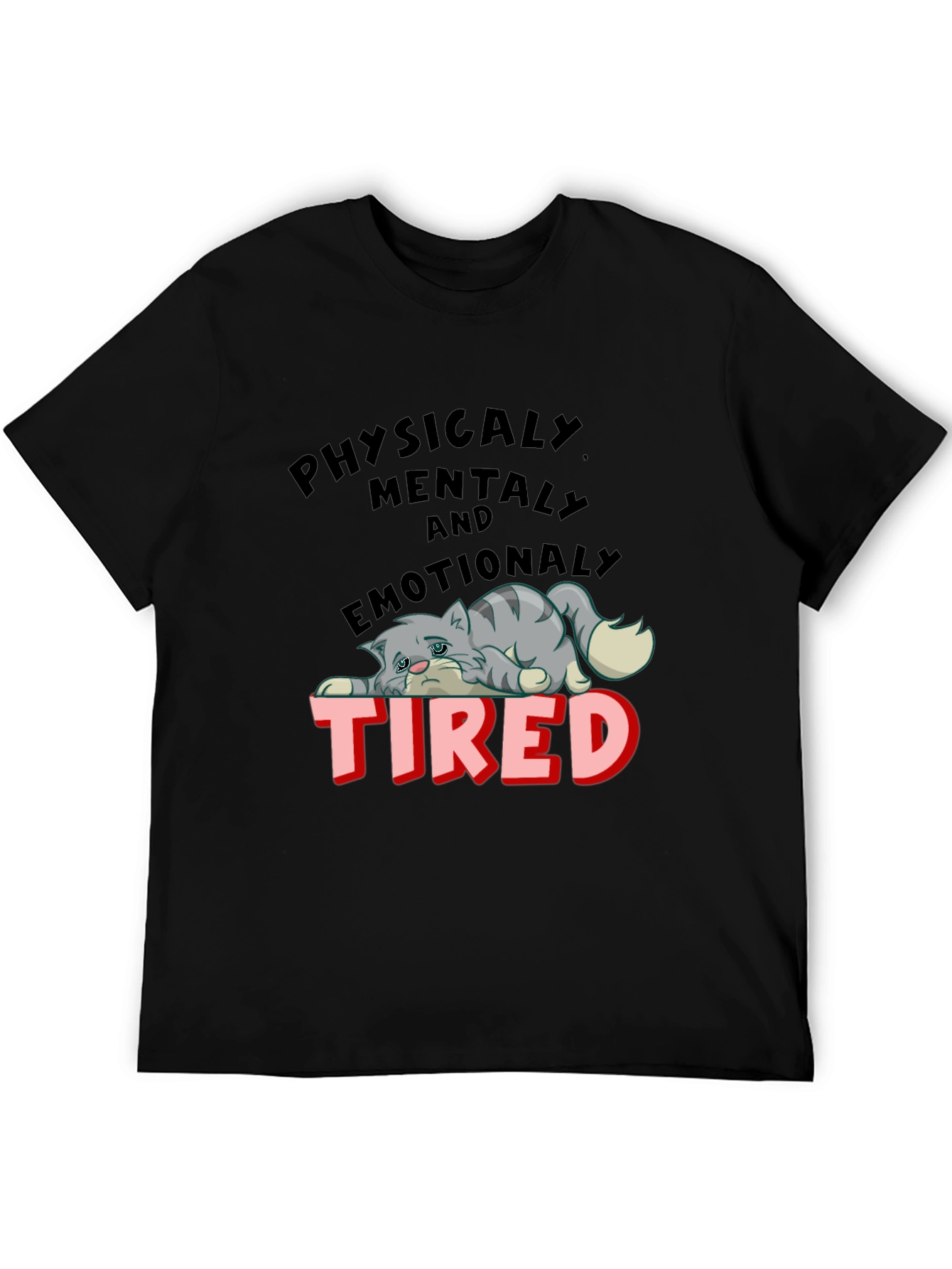 Emotionally Tired Cat Graphic Tee