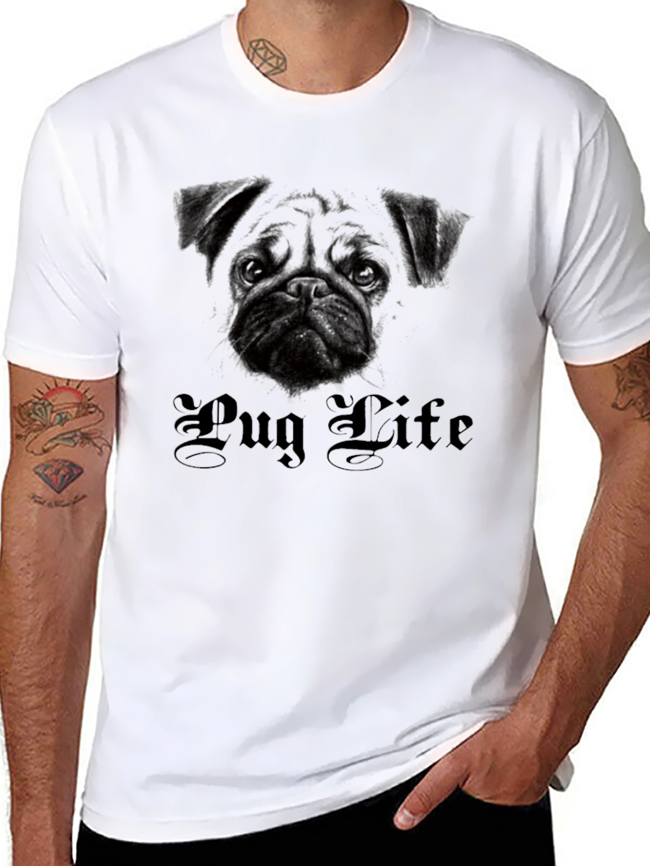 Pug Life Graphic T-Shirt - Black Cotton Tee