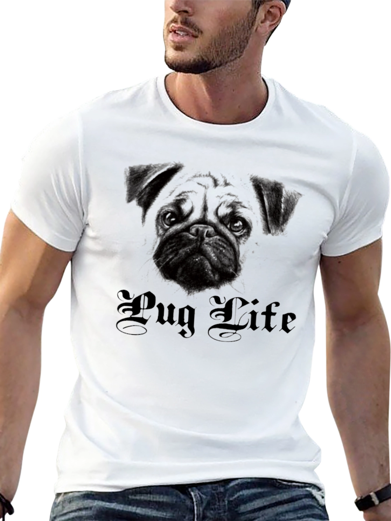 Pug Life Graphic T-Shirt - Black Cotton Tee