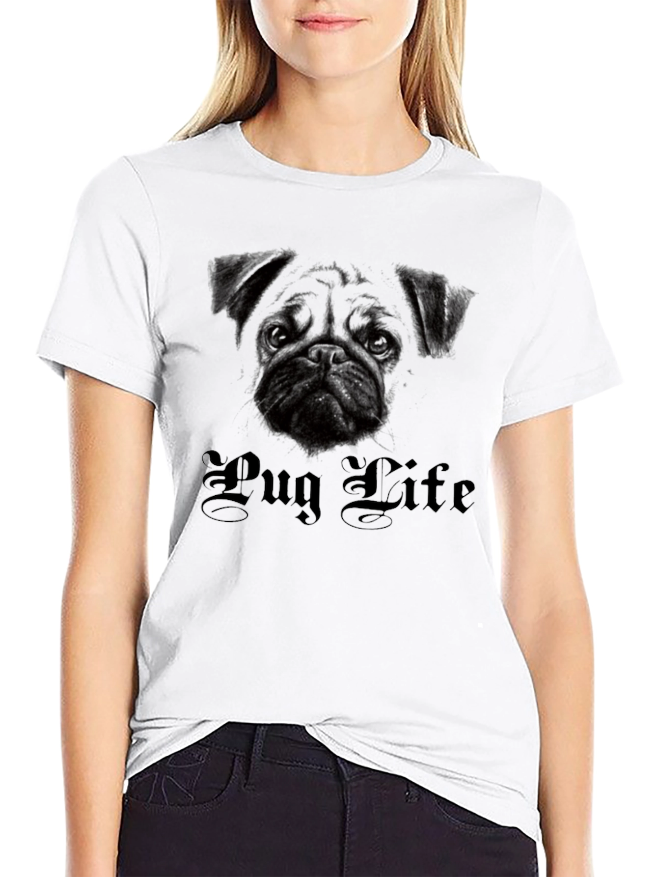 Pug Life Graphic T-Shirt - Black Cotton Tee