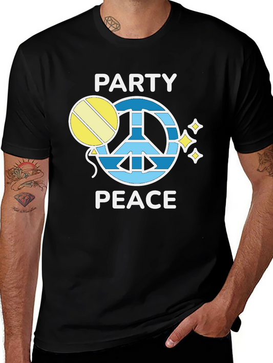 Party Peace T-Shirt - Black Crew Neck