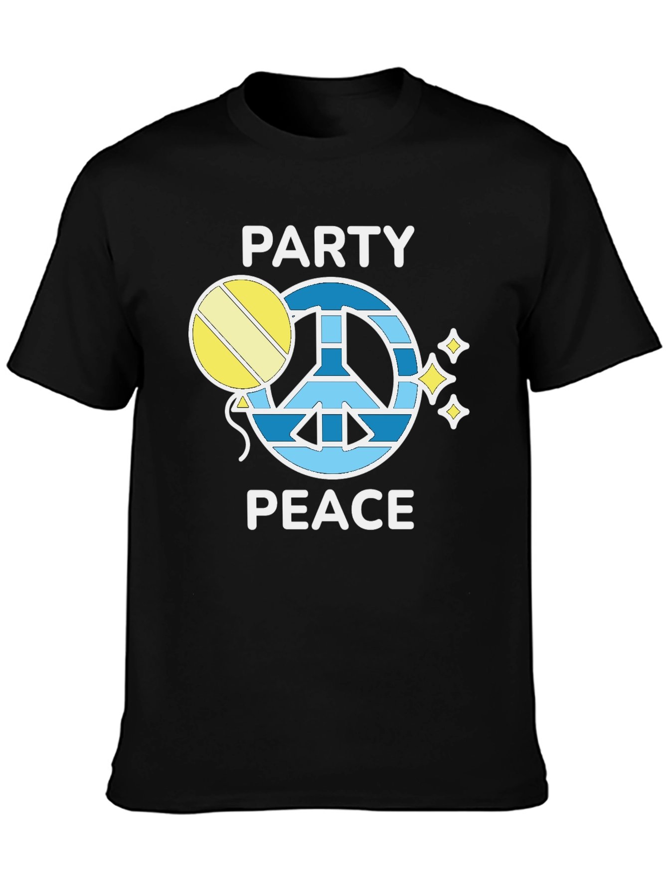 Party Peace T-Shirt - Black Crew Neck