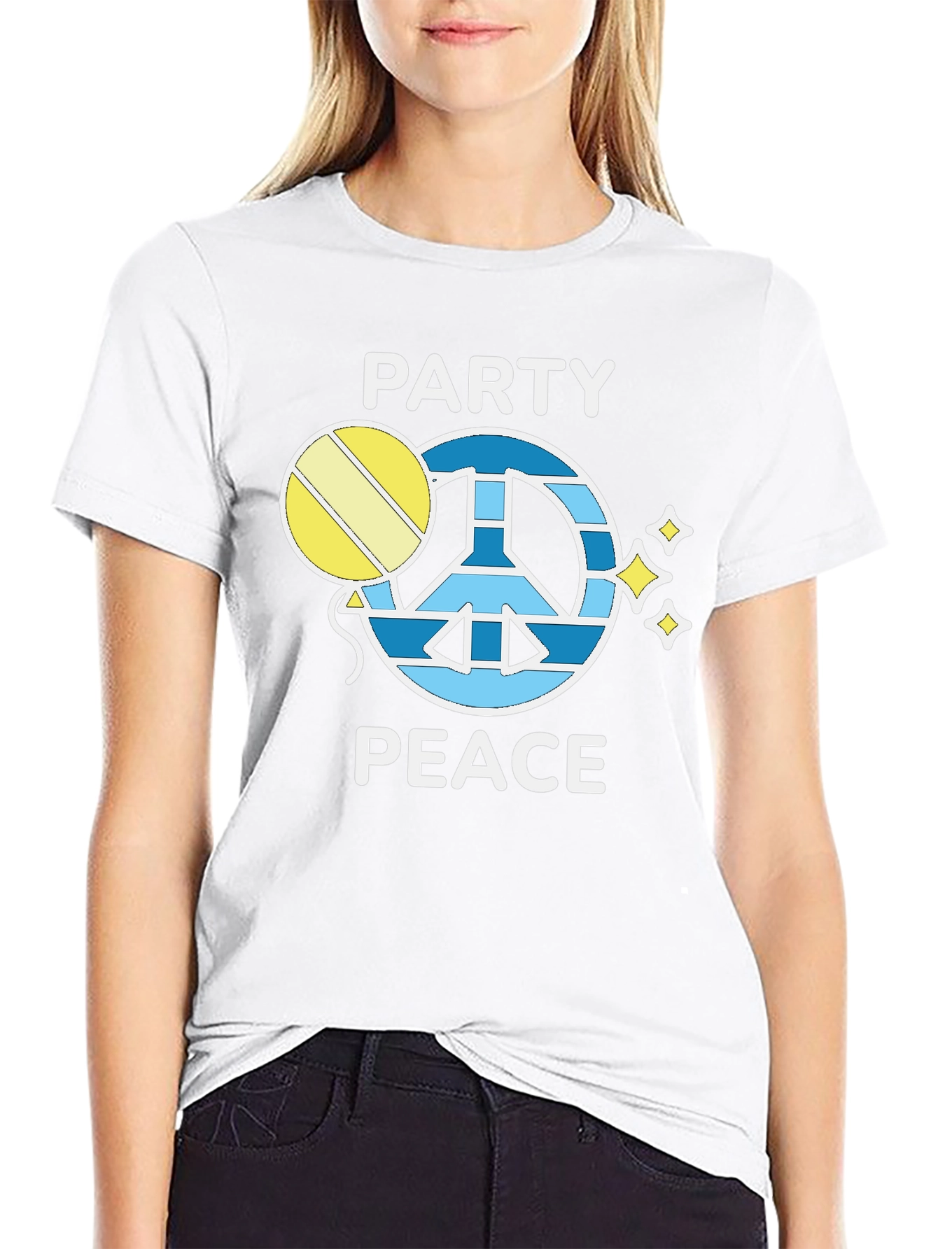 Party Peace T-Shirt - Black Crew Neck