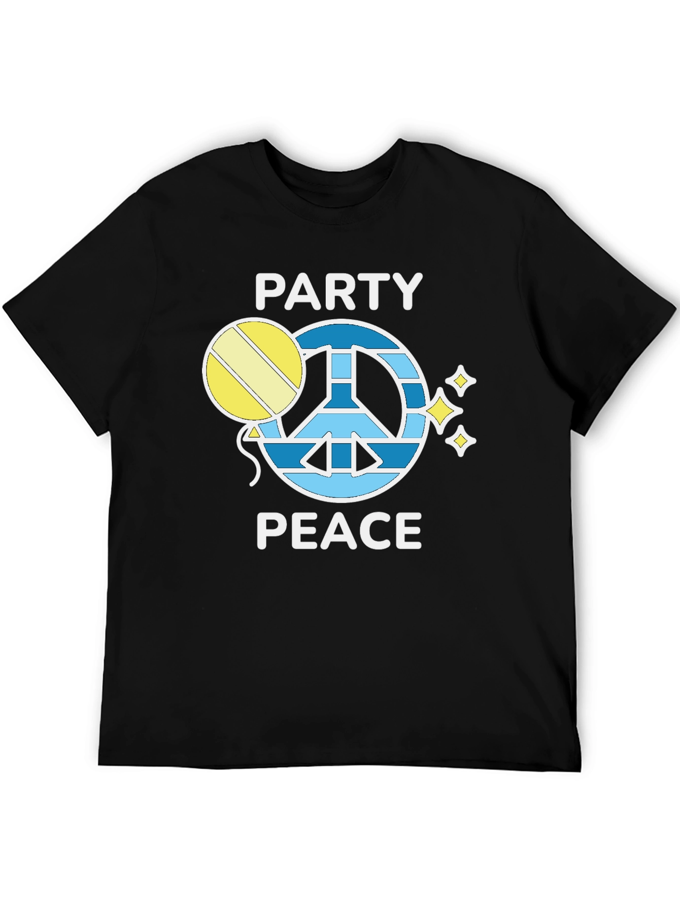 Party Peace T-Shirt - Black Crew Neck