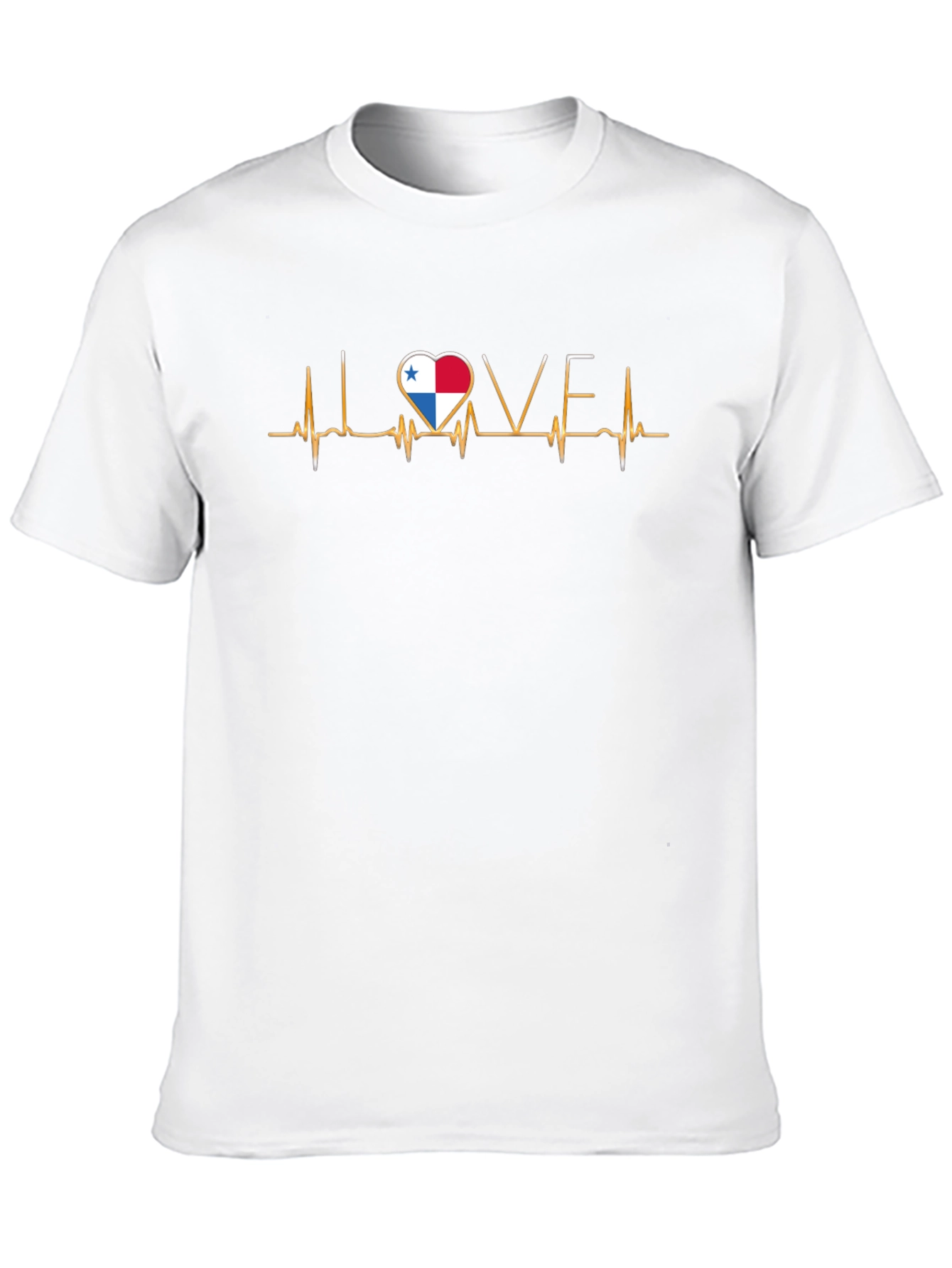 Panama Flag Heartbeat T-Shirt - I LOVE Panama