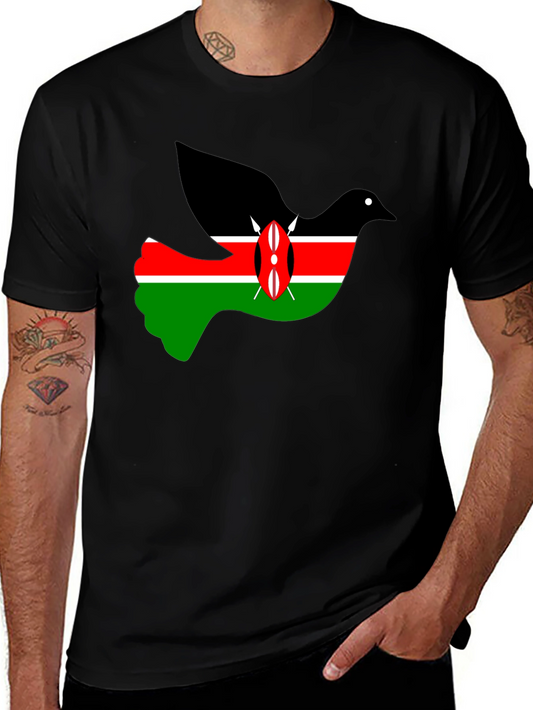 Kenya Flag Dove Graphic Tee - Black