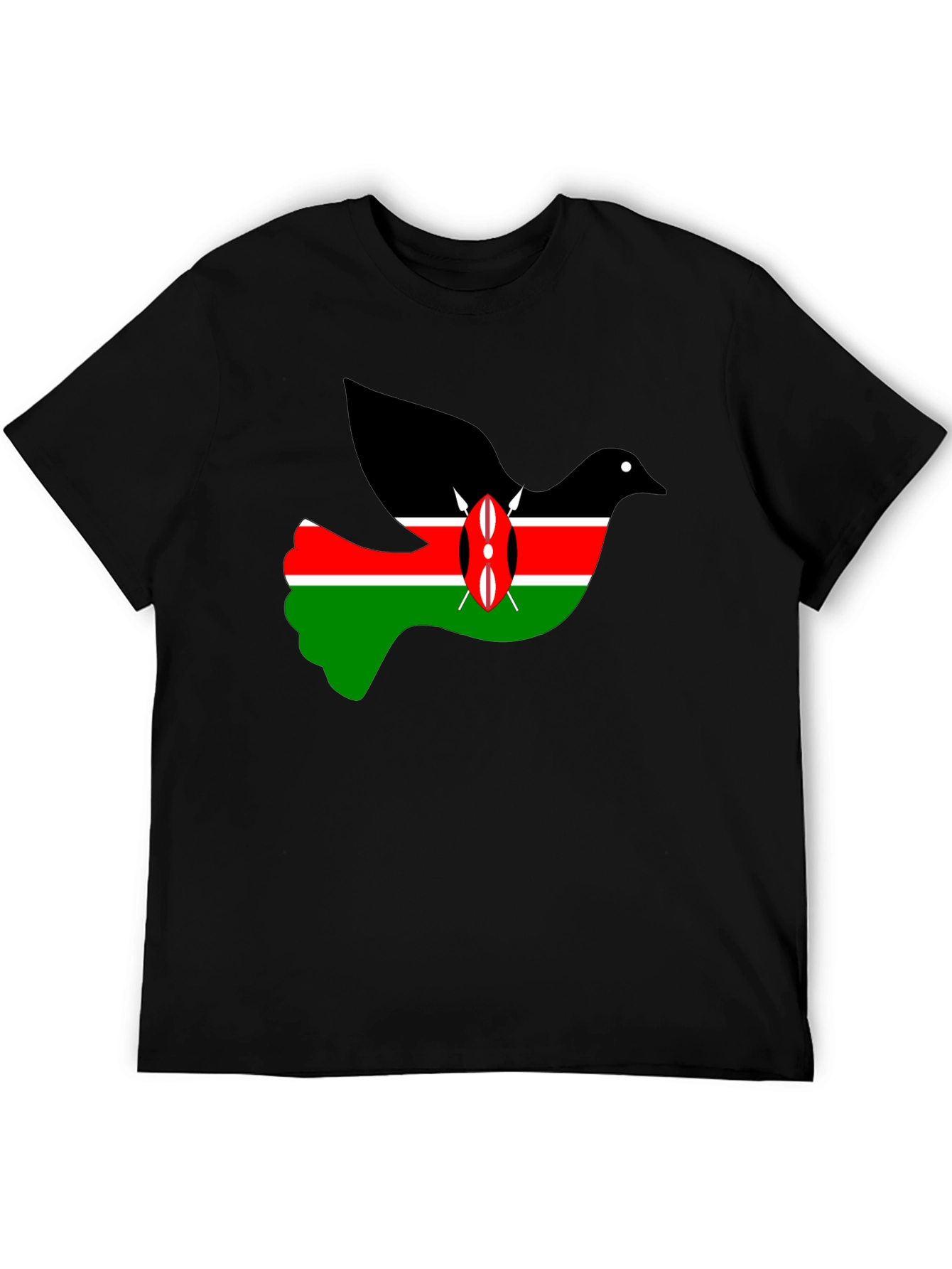 Kenya Flag Dove Graphic Tee - Black