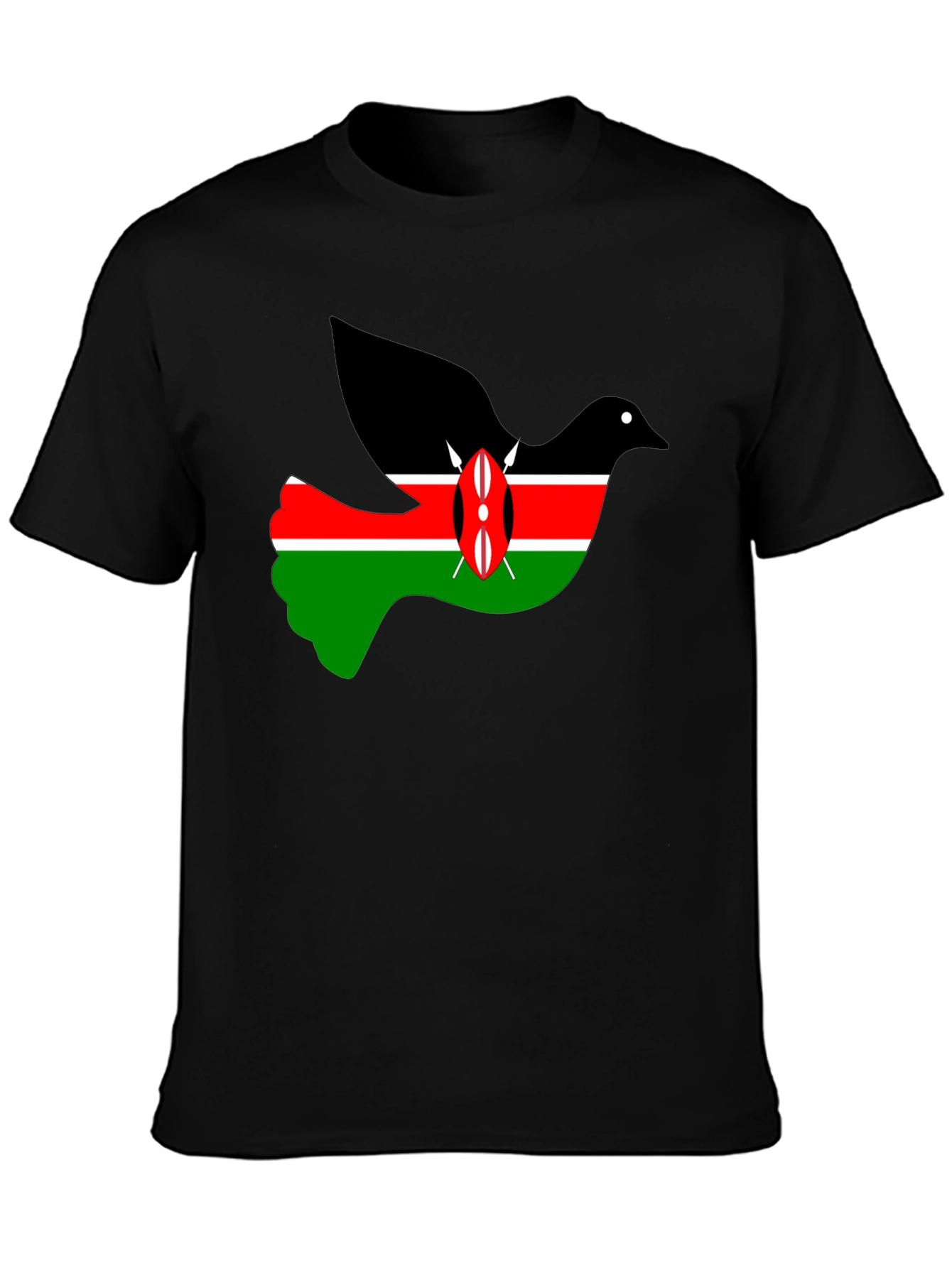 Kenya Flag Dove Graphic Tee - Black