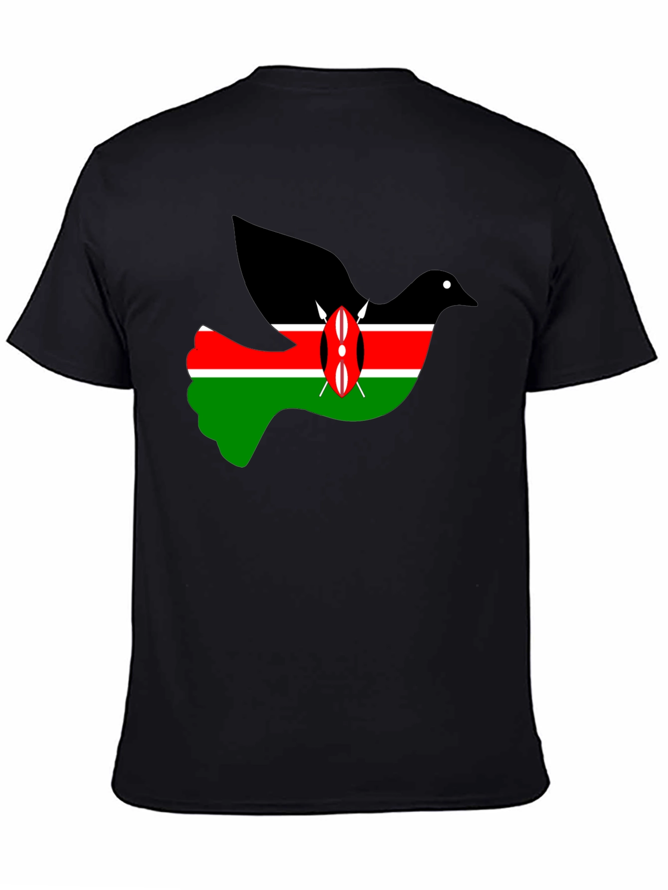 Kenya Flag Dove Graphic Tee - Black