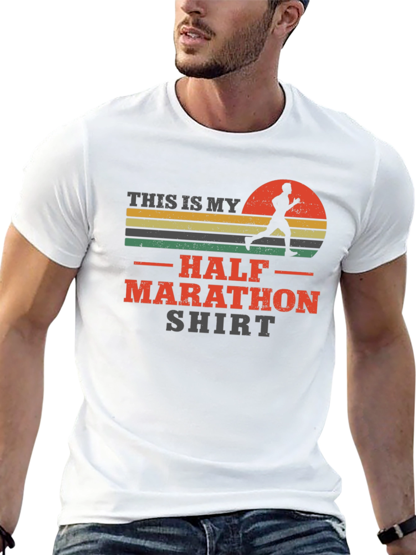 Half Marathon Runner T-Shirt - Mens Black Graphic Tee