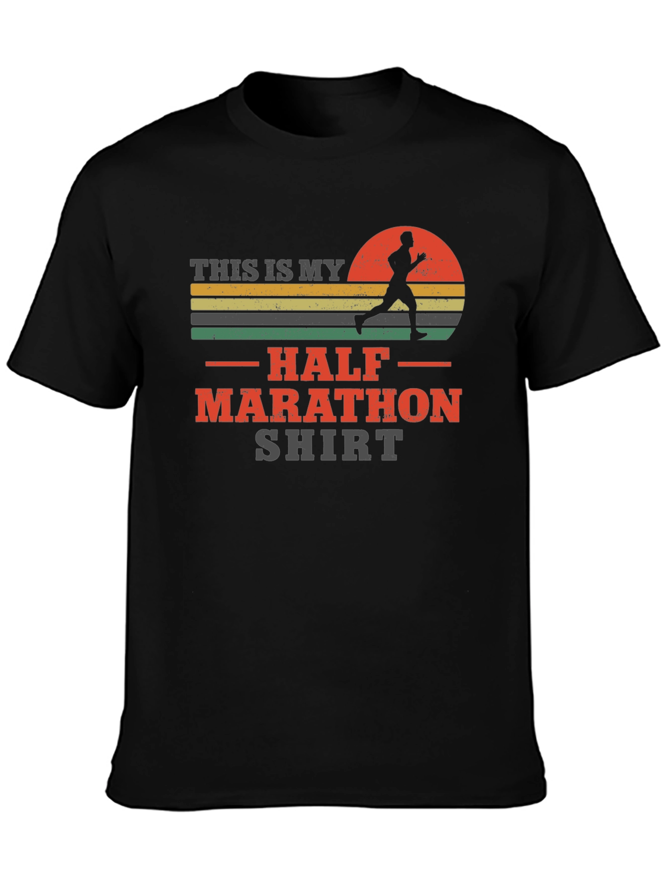 Half Marathon Runner T-Shirt - Mens Black Graphic Tee