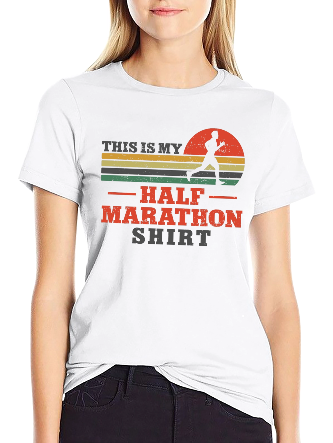 Half Marathon Runner T-Shirt - Mens Black Graphic Tee