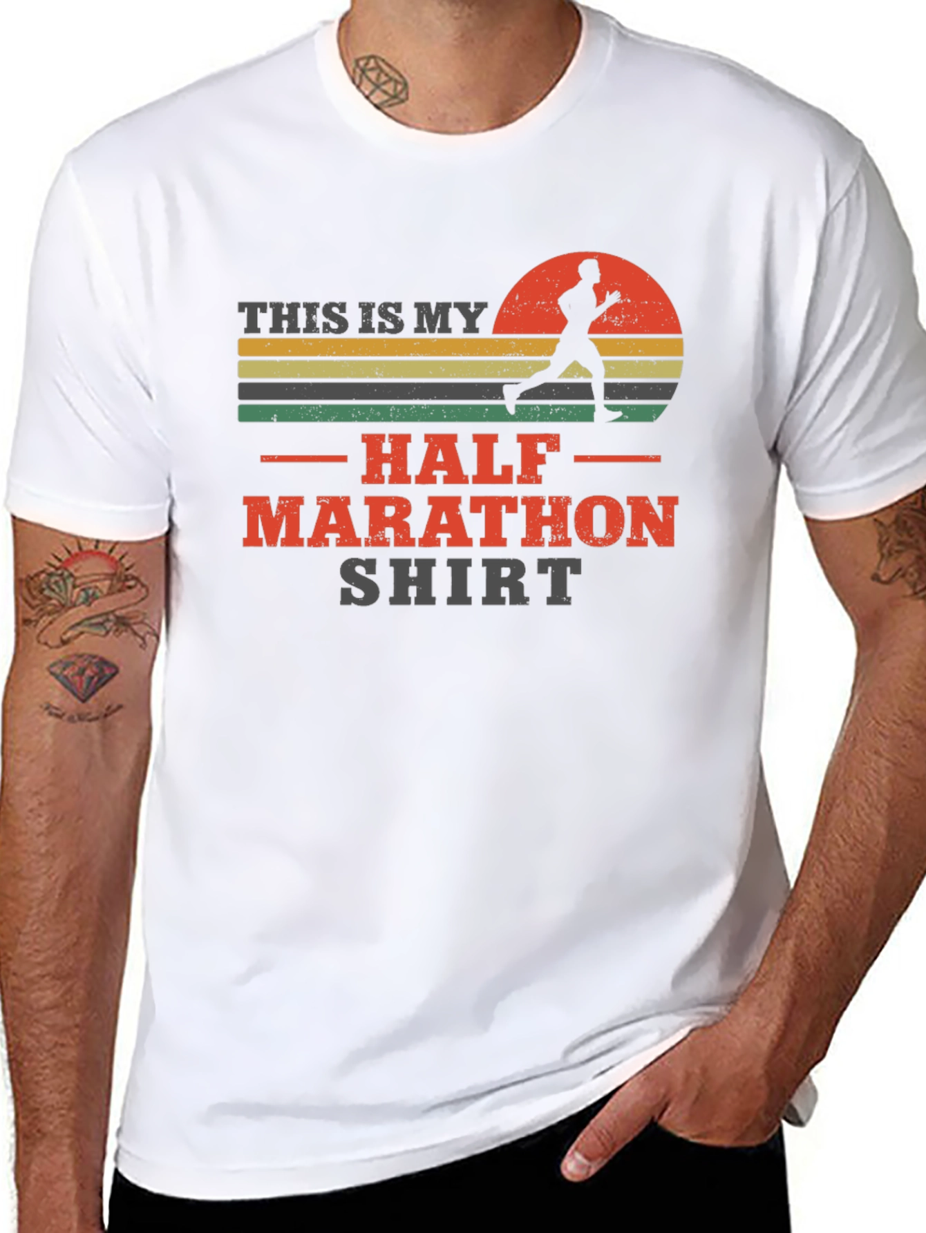 Half Marathon Runner T-Shirt - Mens Black Graphic Tee