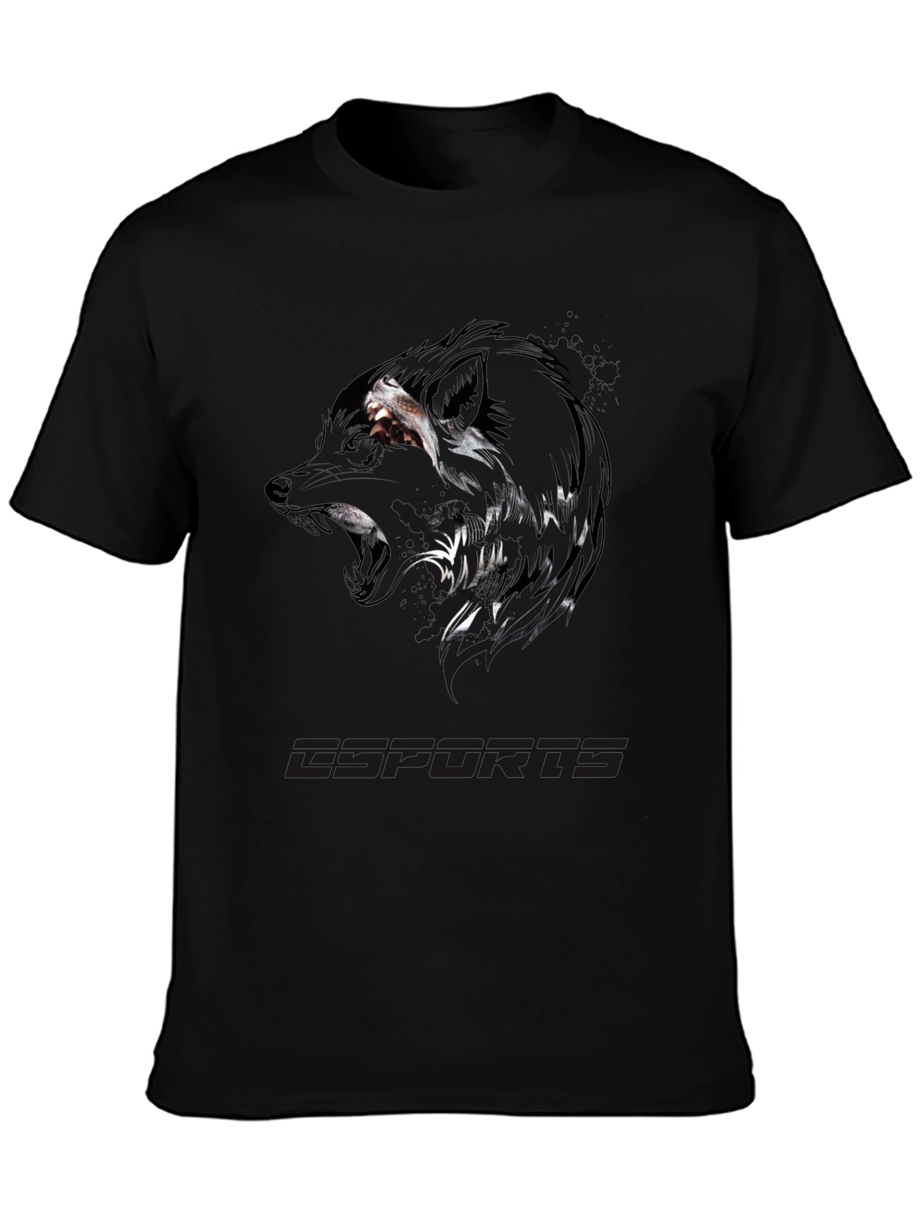 Esports Wolf Graphic Black T-Shirt