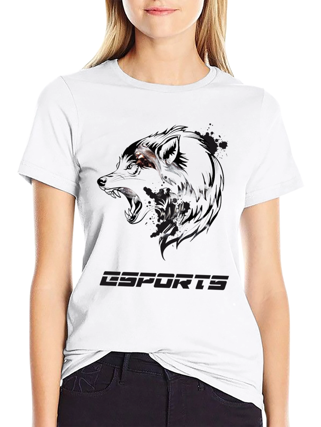 Esports Wolf Graphic Black T-Shirt