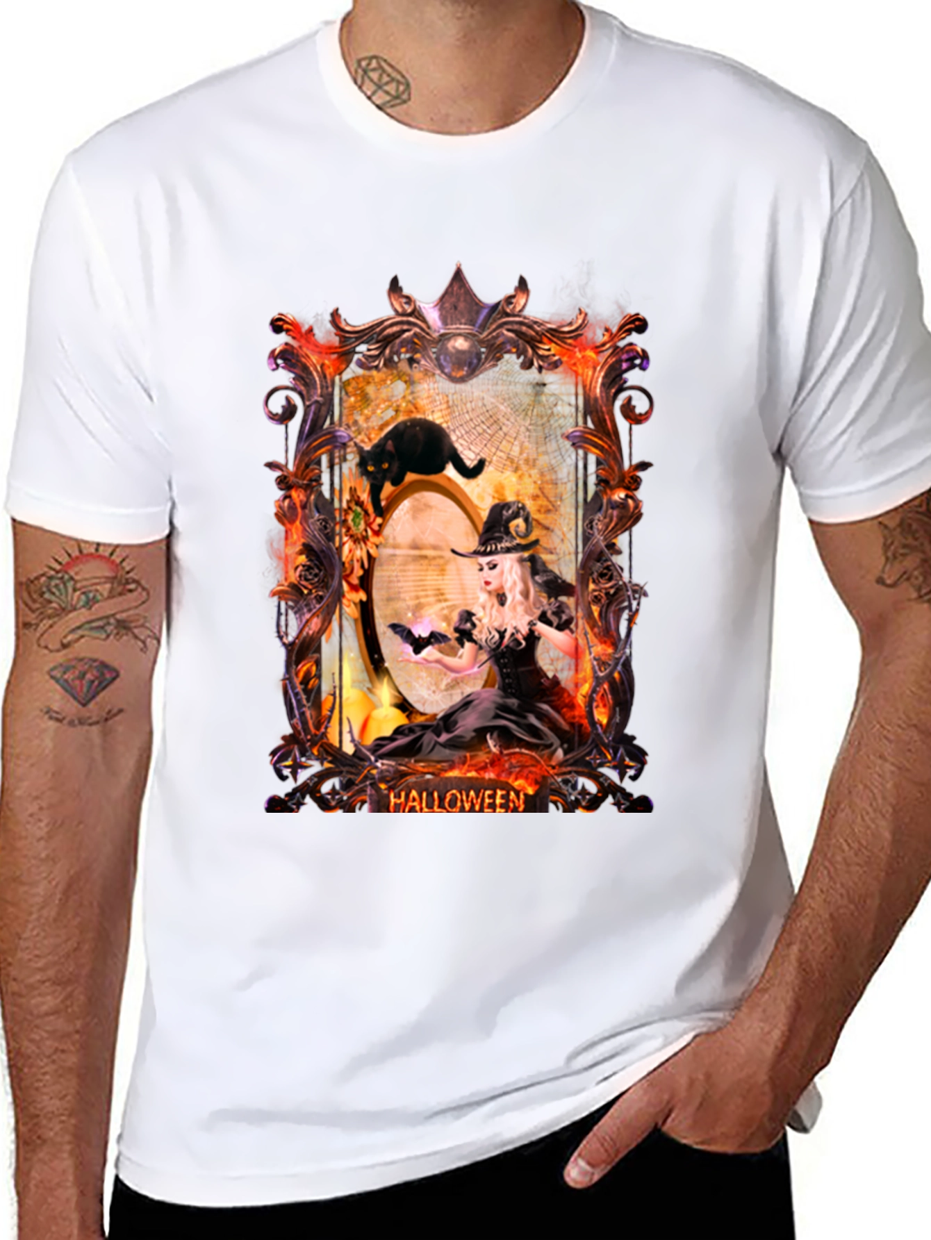 Halloween Witch & Cat T-Shirt