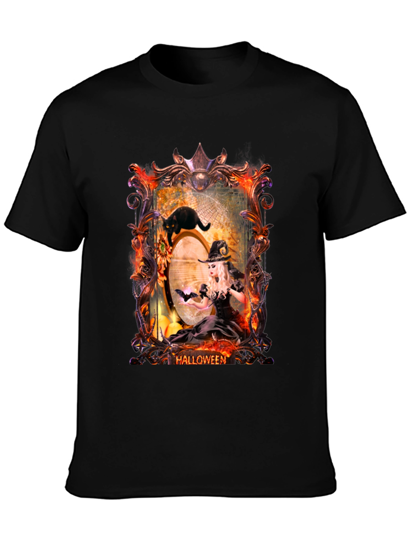 Halloween Witch & Cat T-Shirt