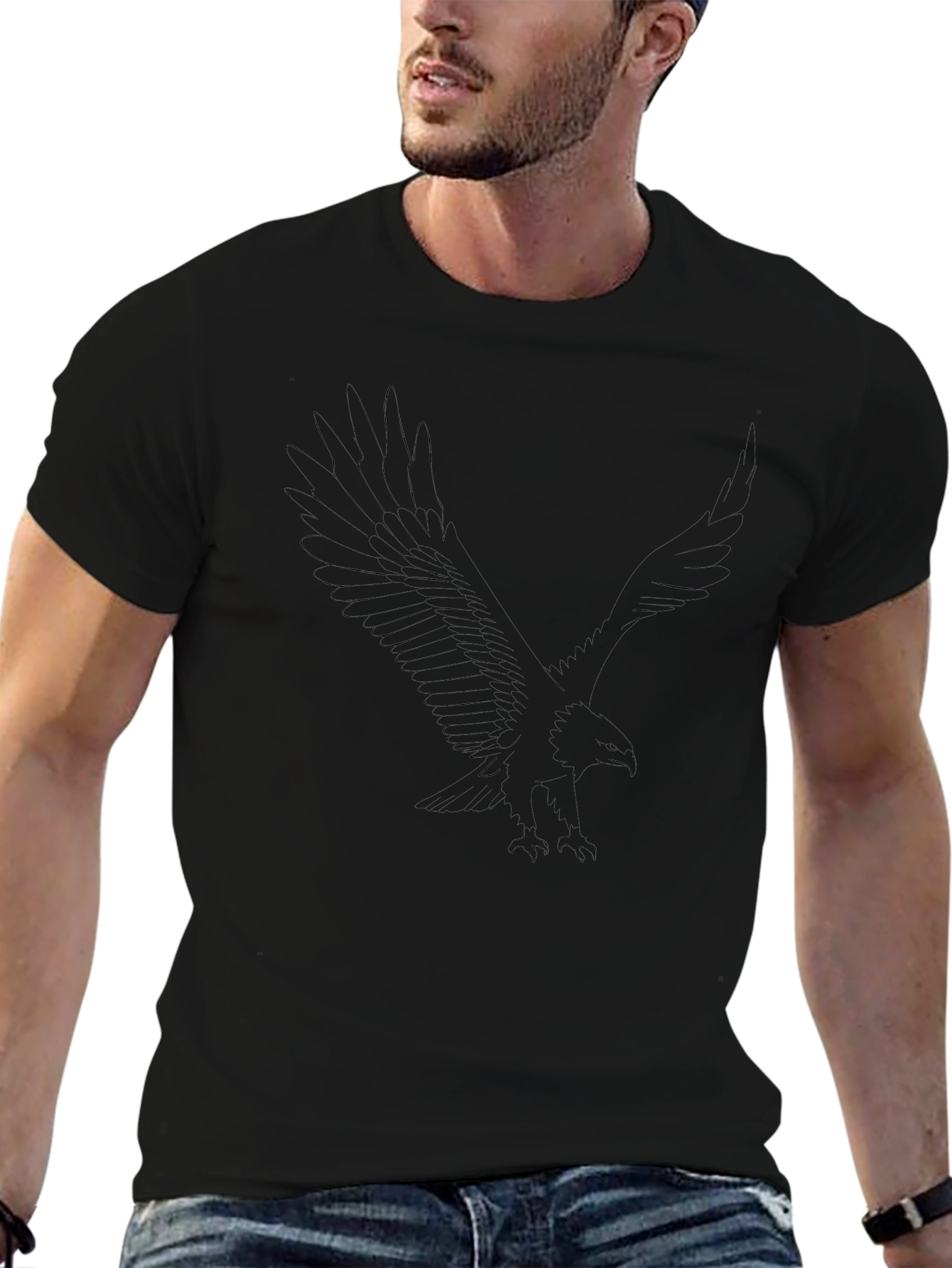 Black Eagle Graphic Tee - Mens Casual T-Shirt
