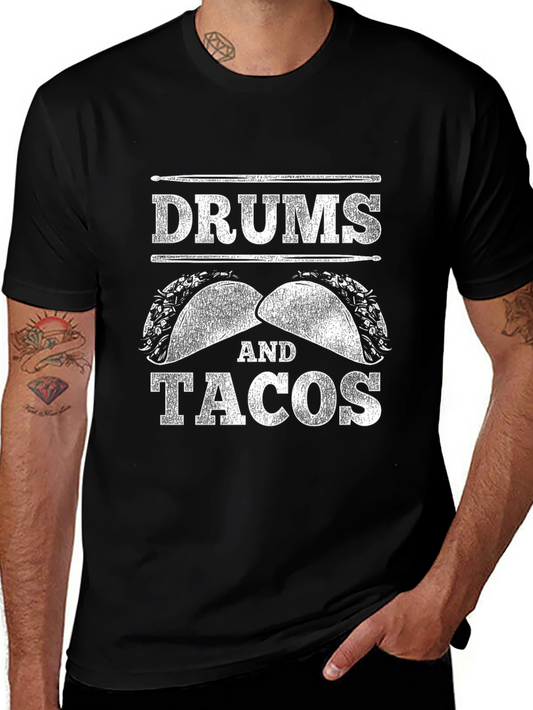 Drums and Tacos Black Graphic Tee