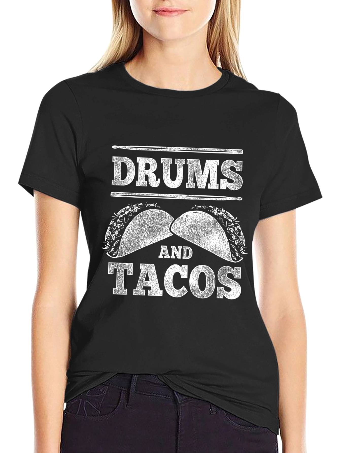 Drums and Tacos Black Graphic Tee