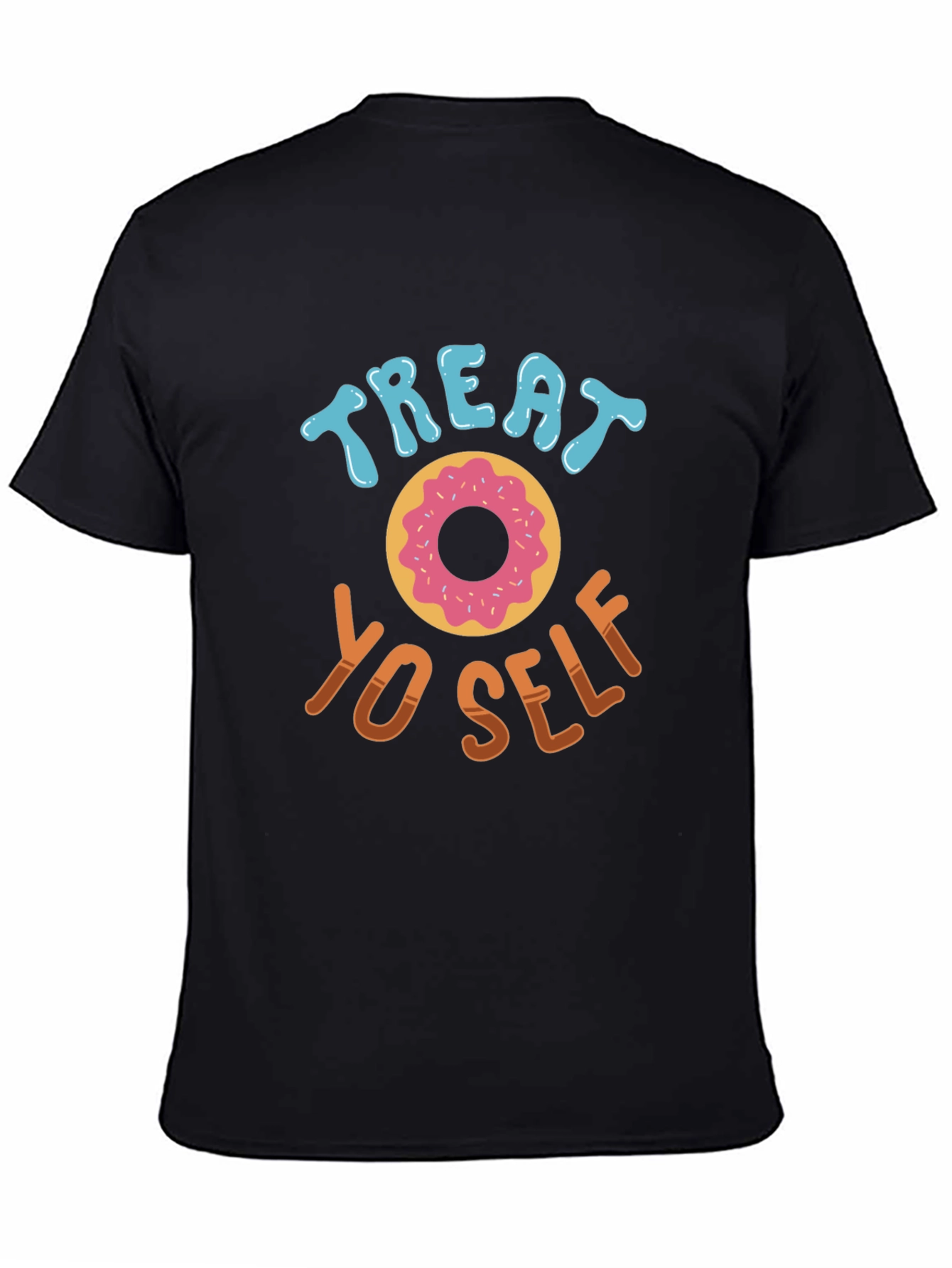 Treat Yo Self Doughnut T-Shirt - Black Casual Tee