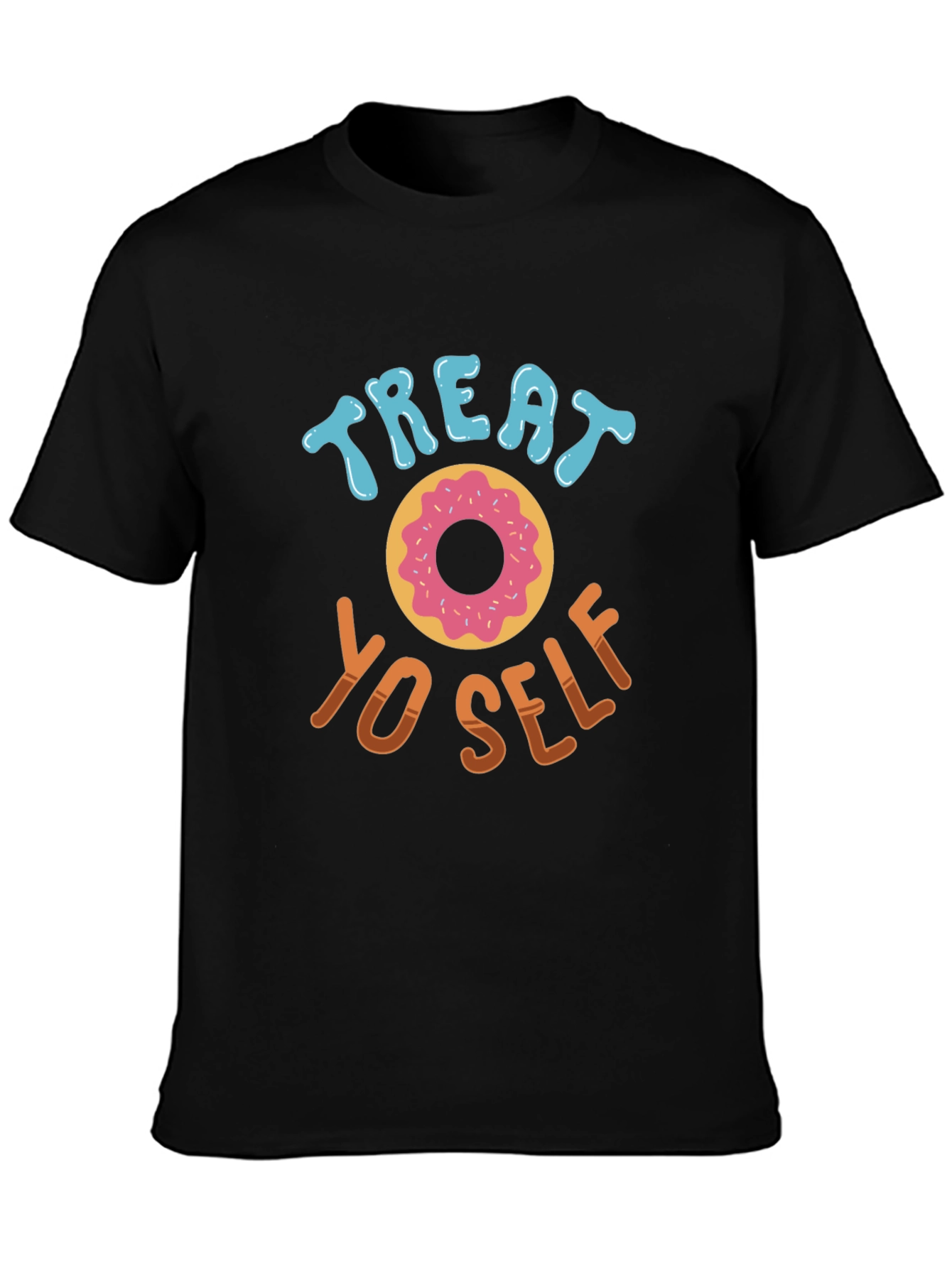 Treat Yo Self Doughnut T-Shirt - Black Casual Tee