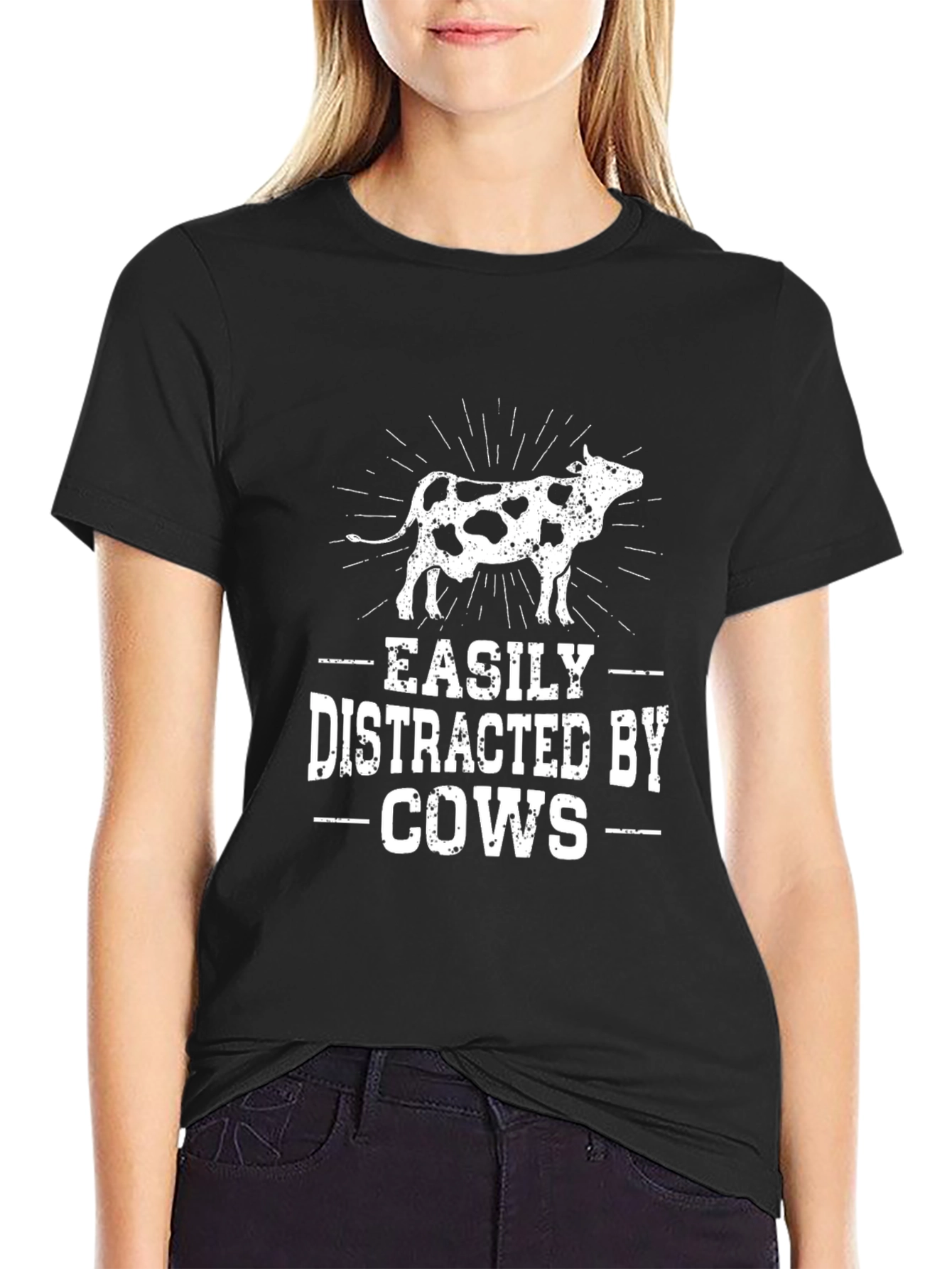 Easily Distracted by Cows Graphic T-Shirt