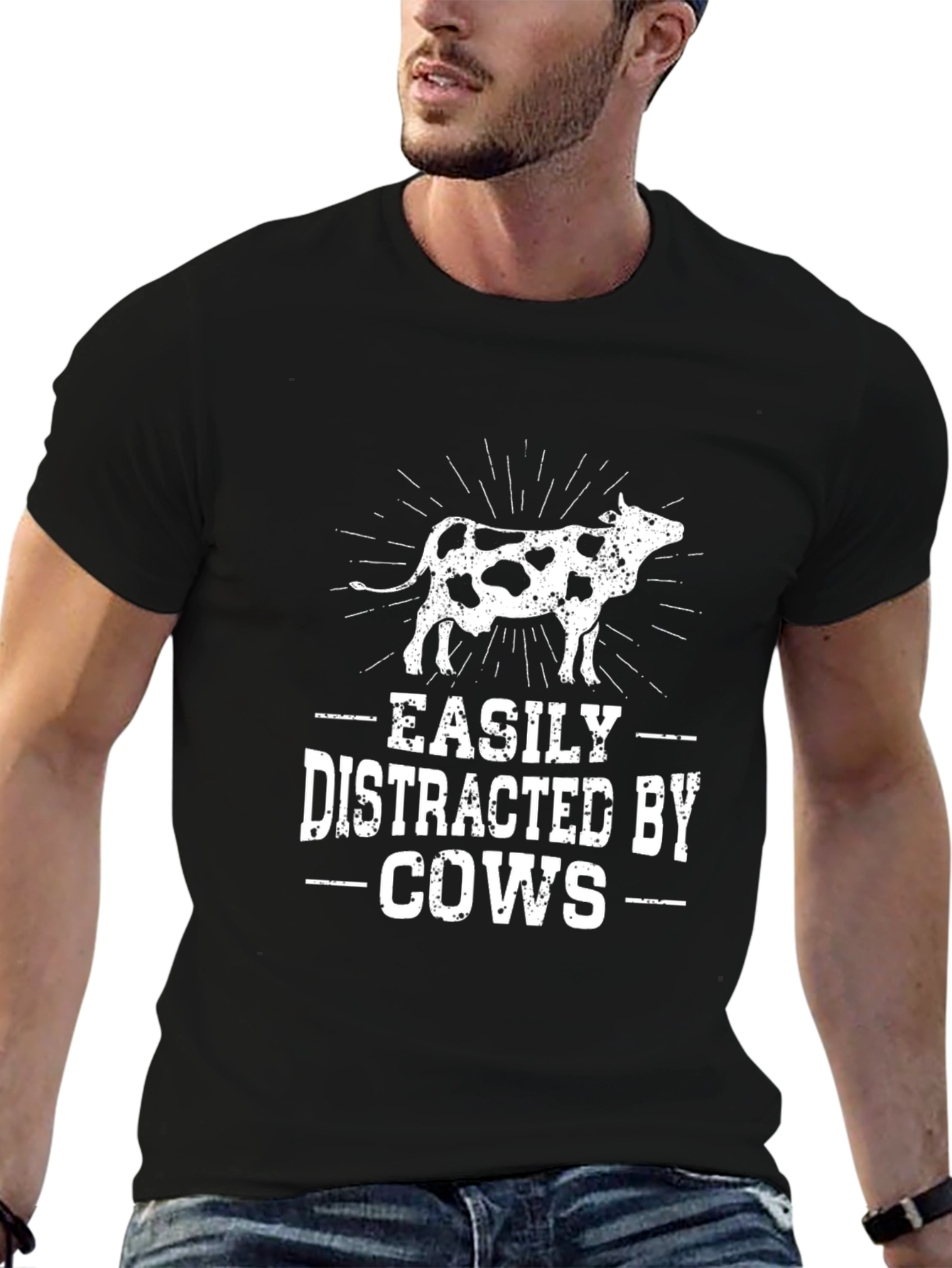 Easily Distracted by Cows Graphic T-Shirt
