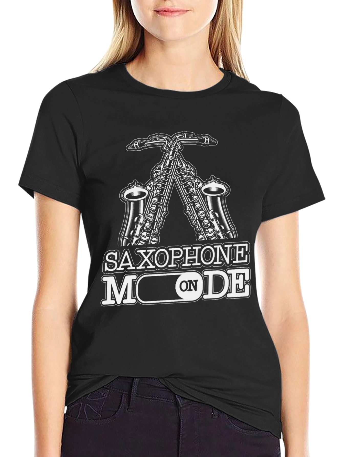 Saxophone Mode On T-Shirt - Black